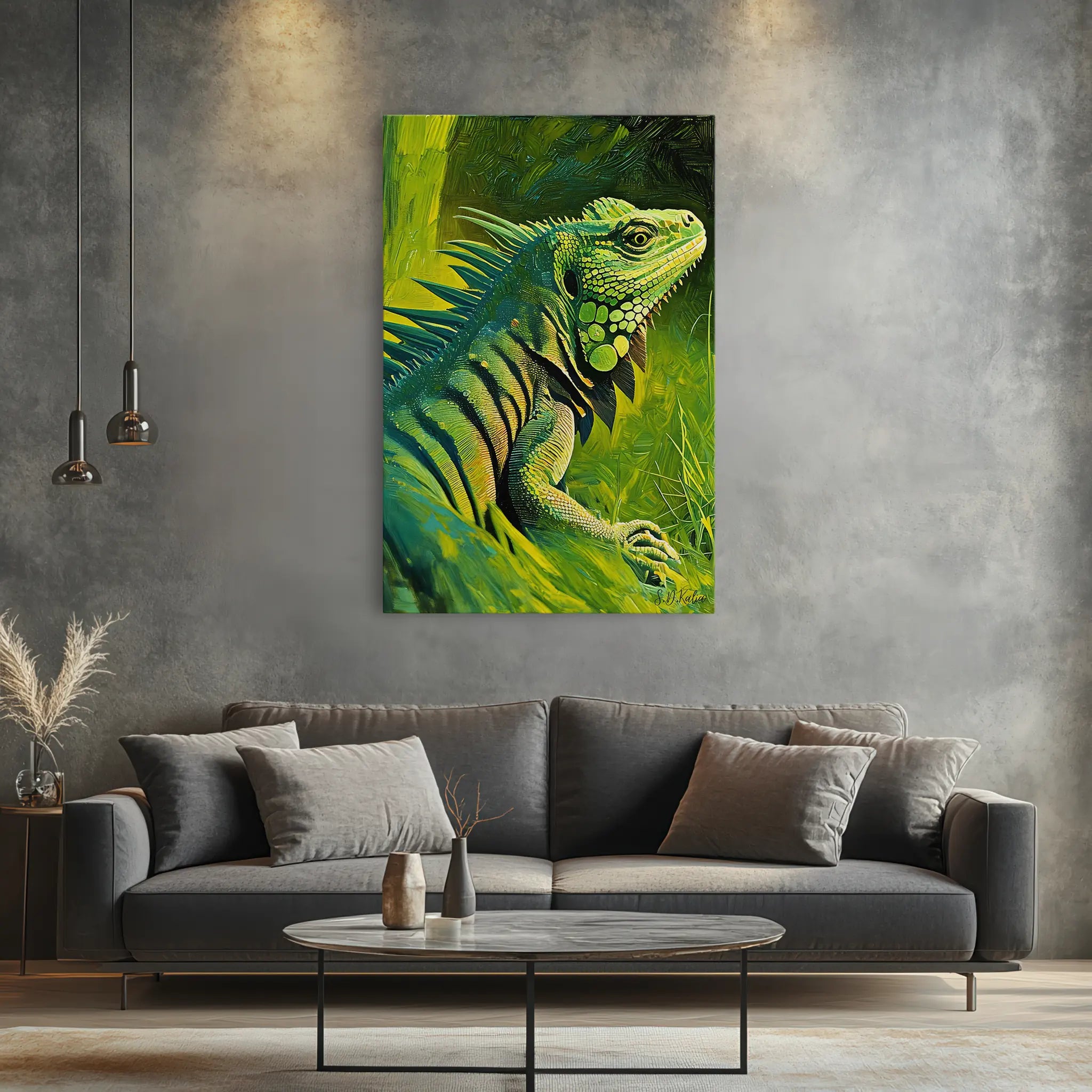 Green Monarch Iguana in the Brush Giclée Print 231081 Visual Wall Art AR2:3V Giclée Print