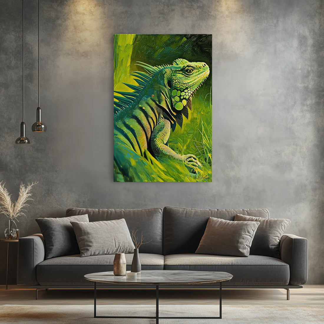 Green Monarch Iguana in the Brush Giclée Print 231081 Visual Wall Art AR2:3V Giclée Print