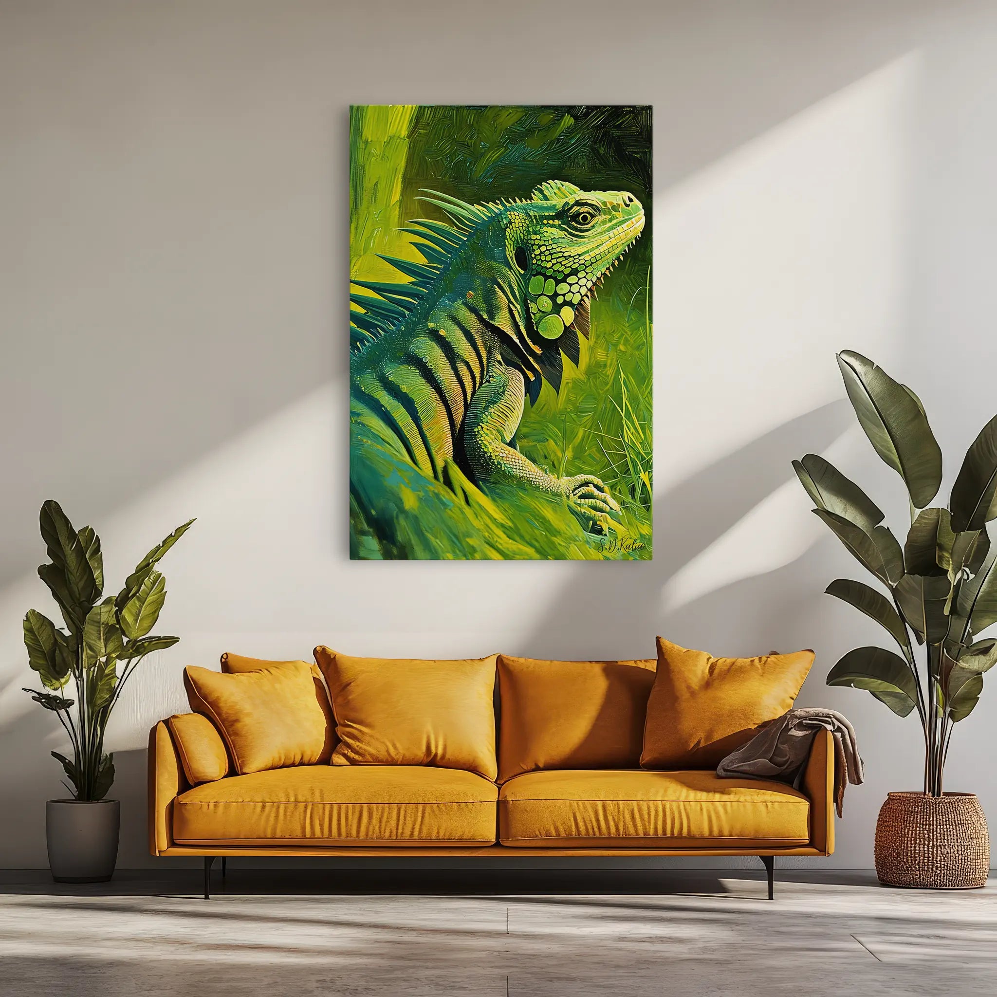 Green Monarch Iguana in the Brush Giclée Print 231081 Visual Wall Art AR2:3V Giclée Print