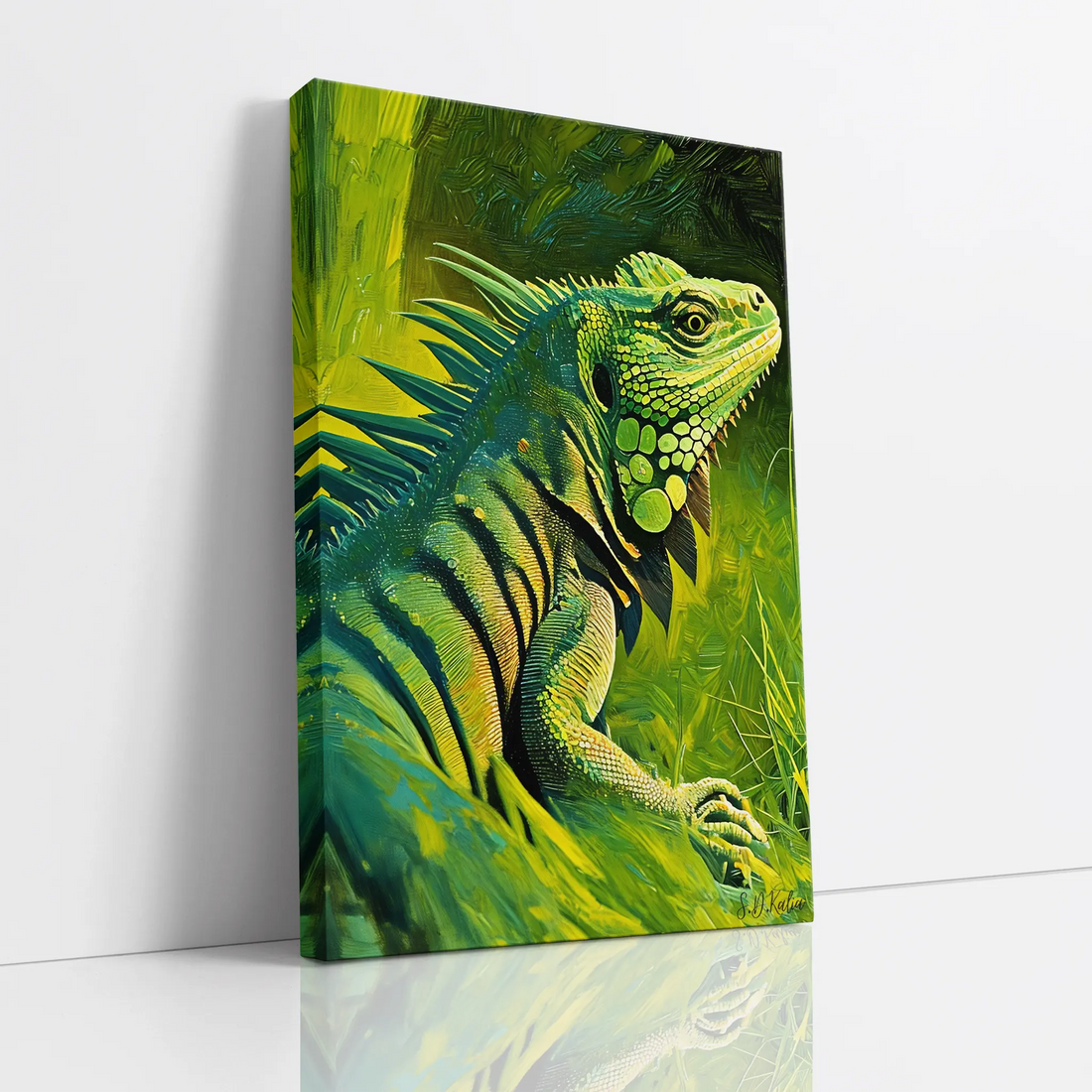 Green Monarch Iguana in the Brush Giclée Print 231081 Visual Wall Art AR2:3V Giclée Print