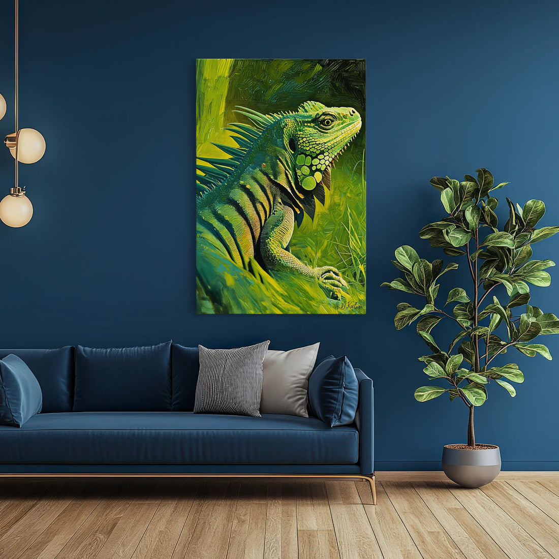 Green Monarch Iguana in the Brush Giclée Print 231081 Visual Wall Art AR2:3V Giclée Print