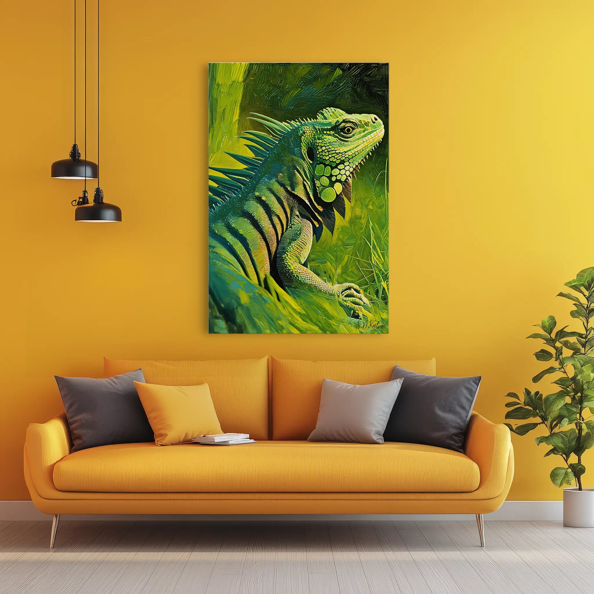 Green Monarch Iguana in the Brush Giclée Print 231081 Visual Wall Art AR2:3V Giclée Print