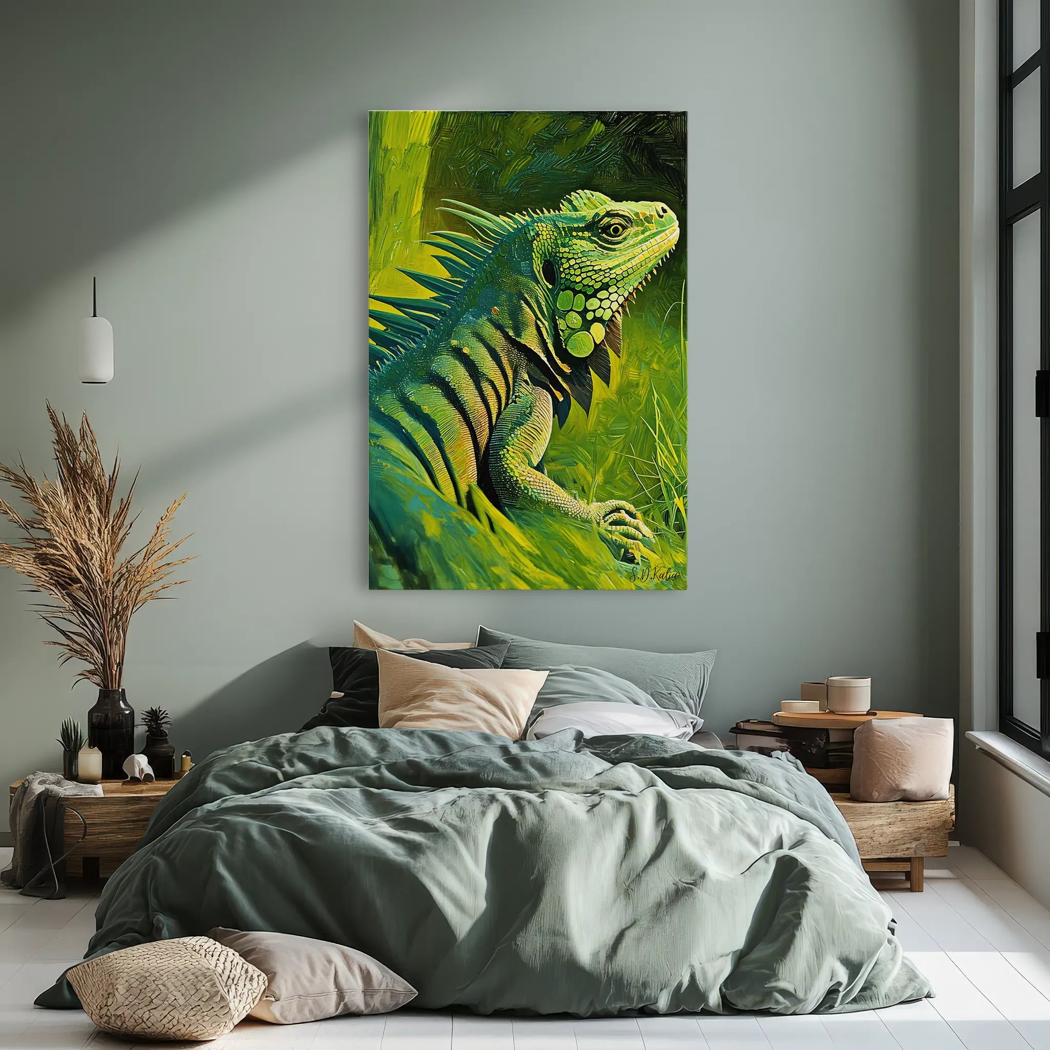 Green Monarch Iguana in the Brush Giclée Print 231081 Visual Wall Art AR2:3V Giclée Print