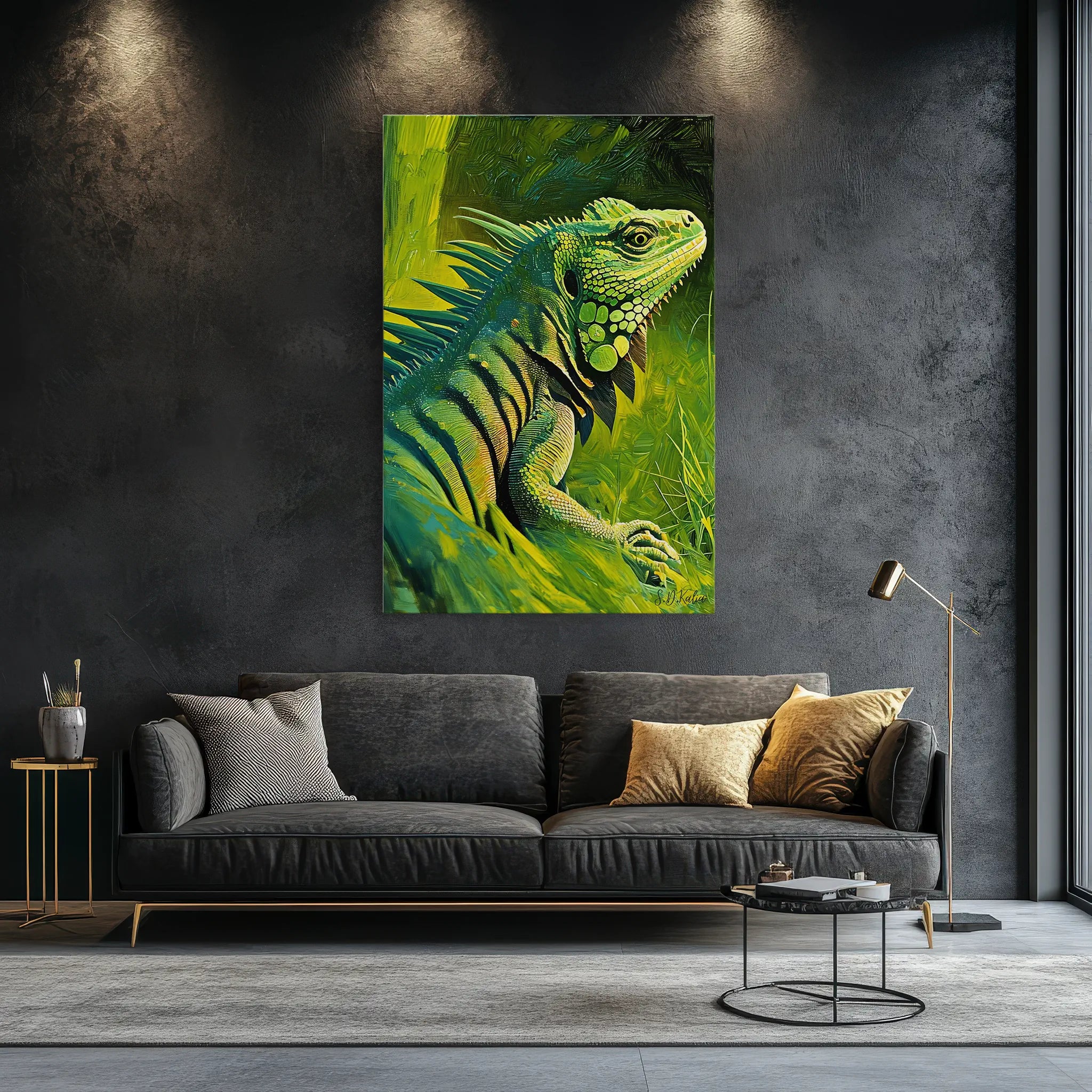 Green Monarch Iguana in the Brush Giclée Print 231081 Visual Wall Art AR2:3V Giclée Print
