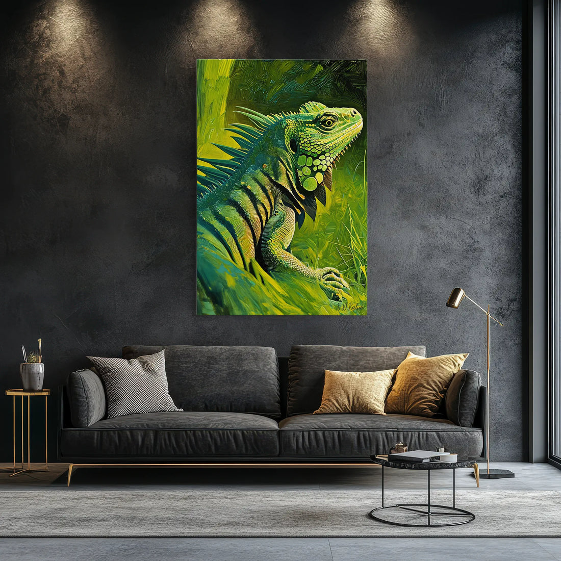 Green Monarch Iguana in the Brush Giclée Print 231081 Visual Wall Art AR2:3V Giclée Print