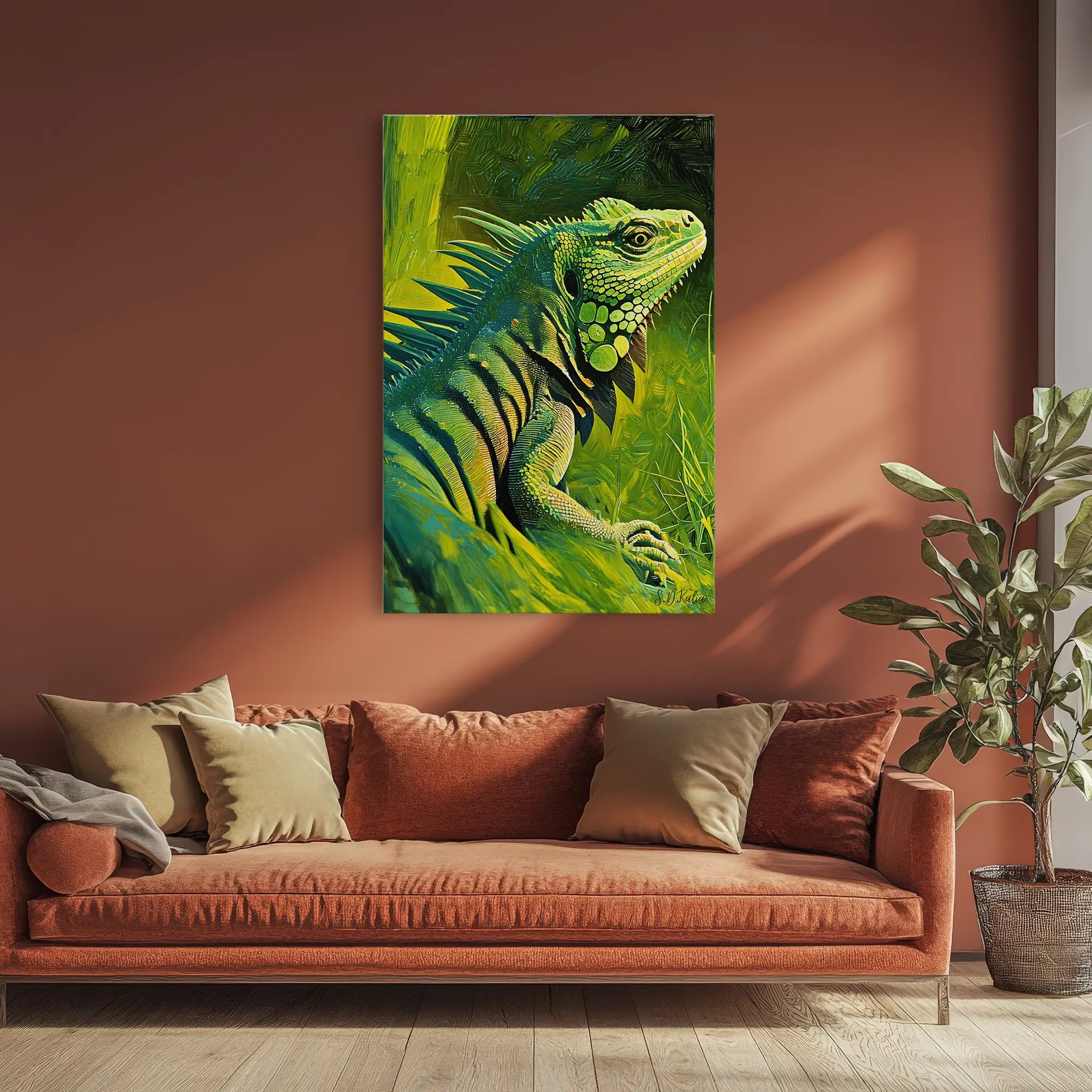 Green Monarch Iguana in the Brush Giclée Print 231081 Visual Wall Art AR2:3V Giclée Print