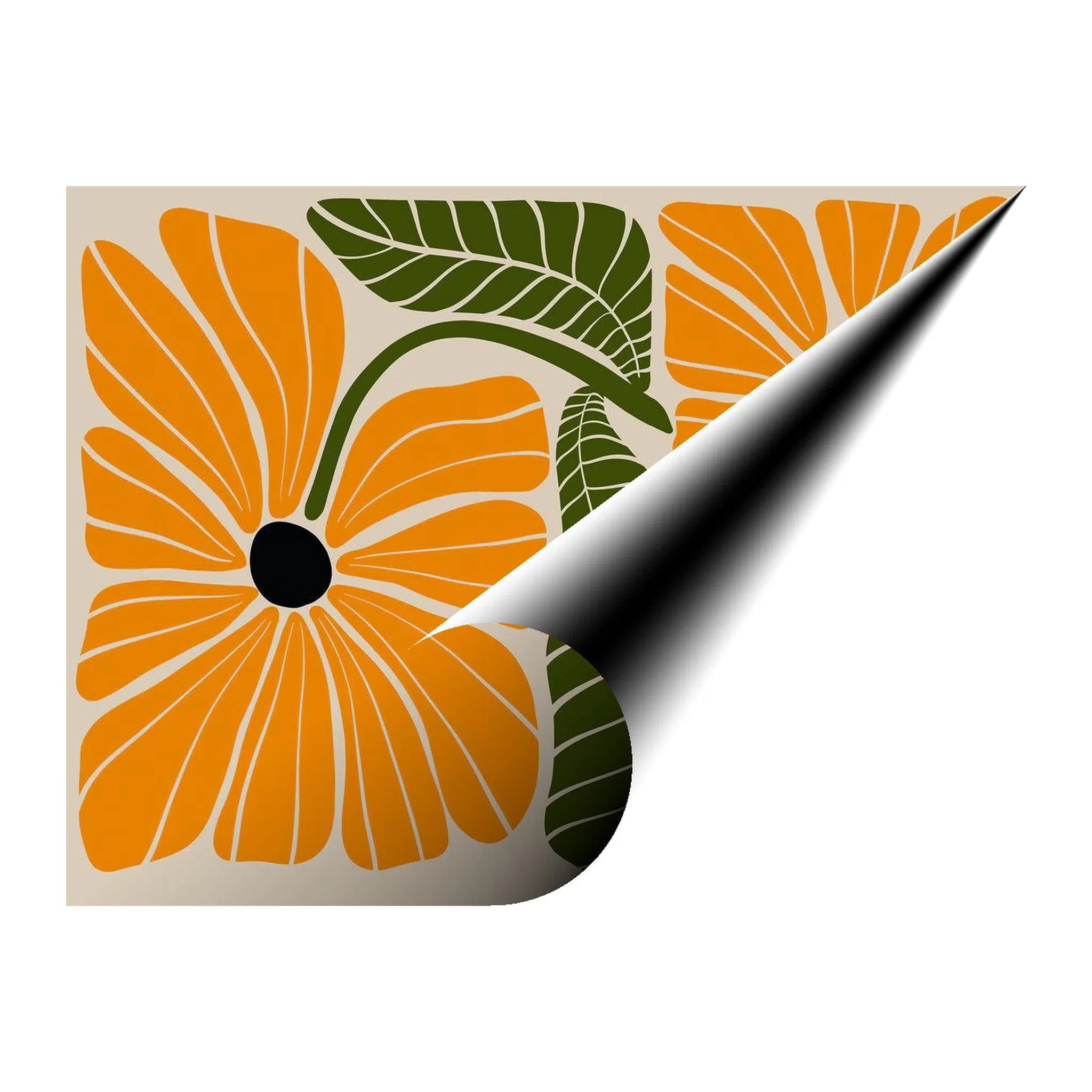 Green Orange Flowers Bohemian Giclée Print 43207H Giclée Fine Art Matte Paper Print Visual Wall Art