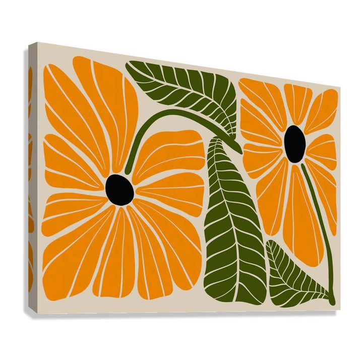 Green Orange Flowers Bohemian Giclée Print 43207H Giclée Stretched Canvas Print Visual Wall Art