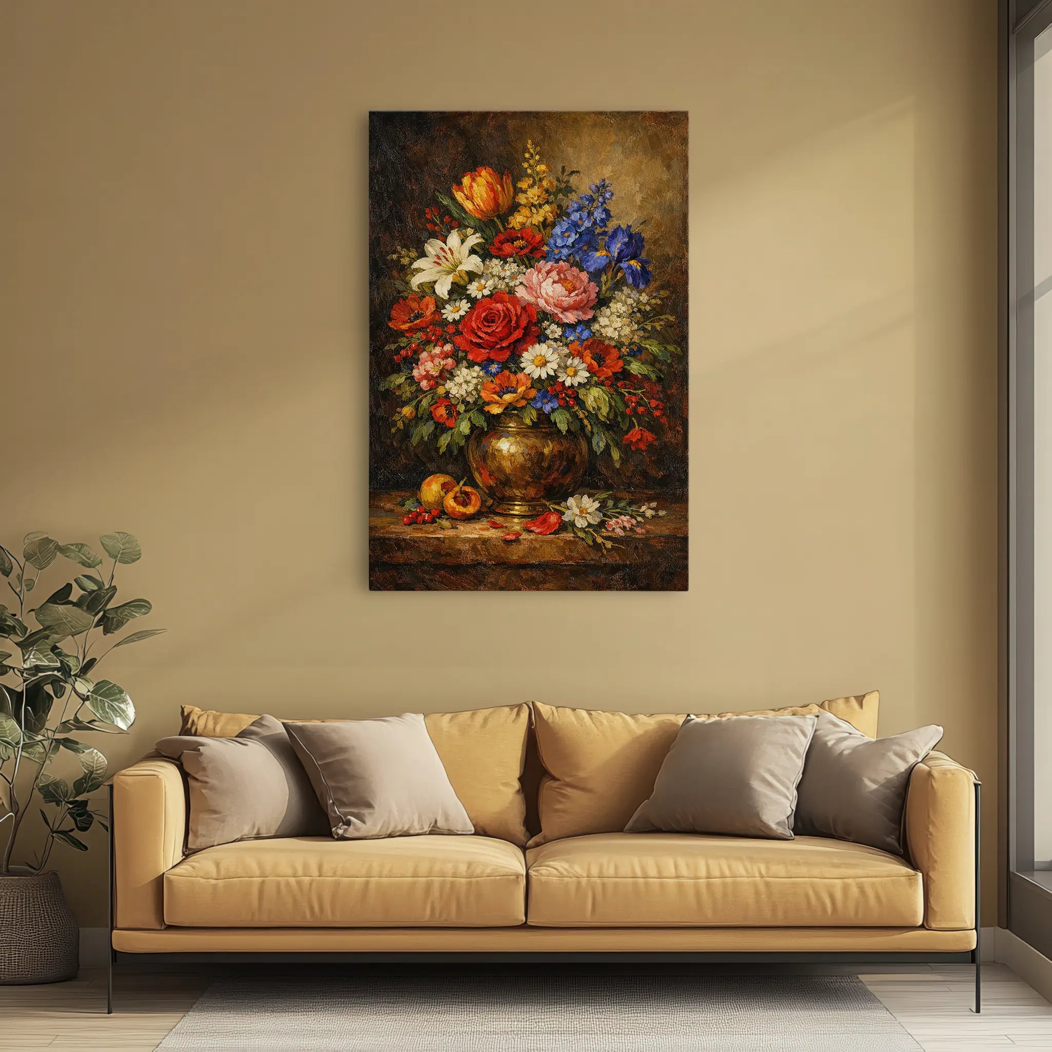 Harvest Bouquet with Peaches Still Life Giclée Print 232002 Visual Wall Art AR2:3V Giclée Print
