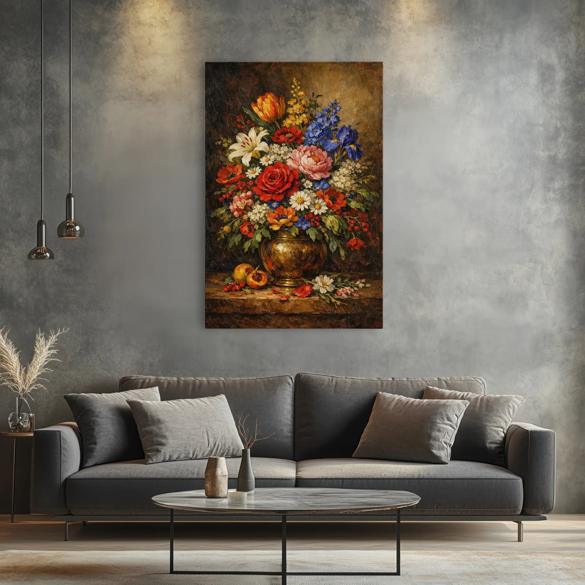 Harvest Bouquet with Peaches Still Life Giclée Print 232002 Visual Wall Art AR2:3V Giclée Print