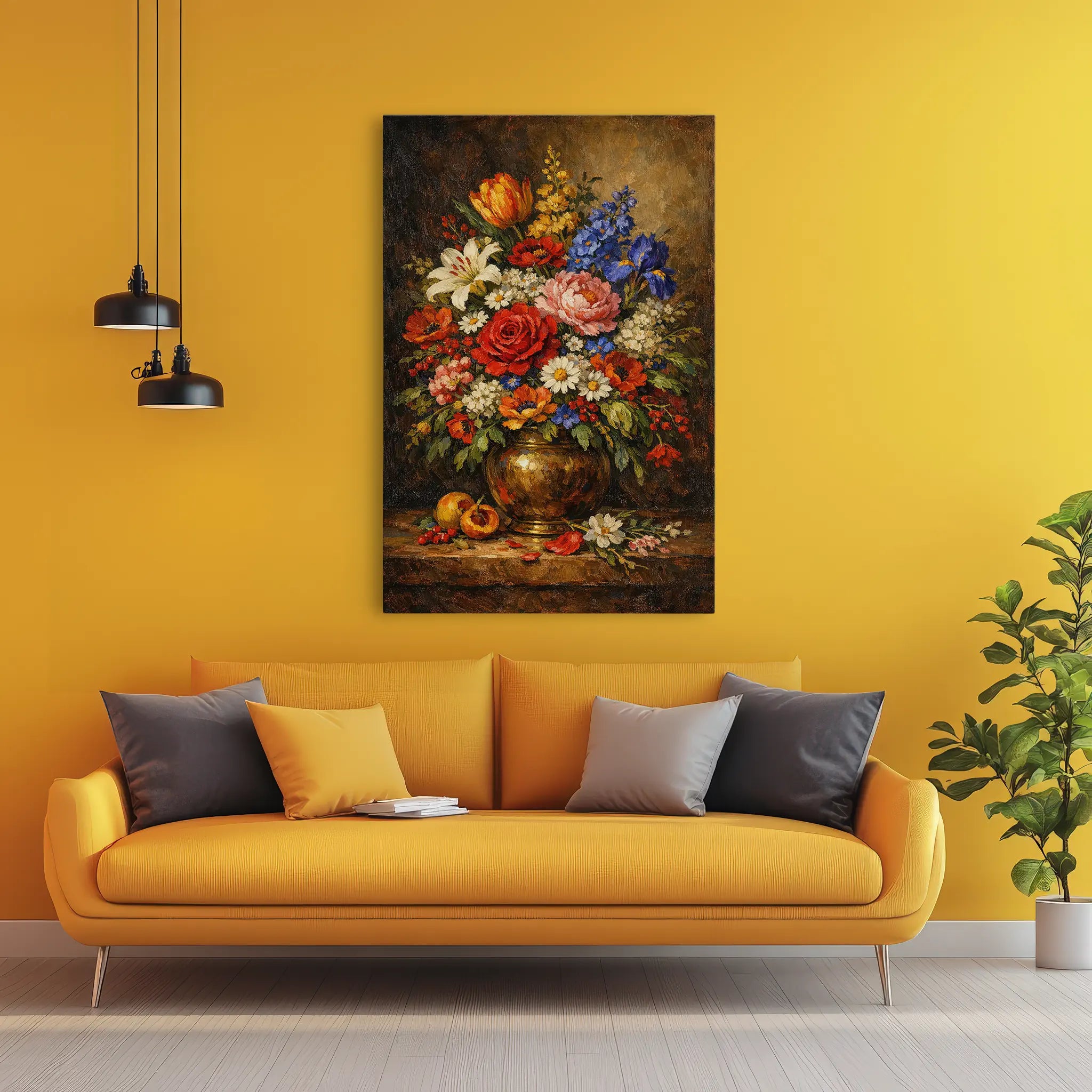 Harvest Bouquet with Peaches Still Life Giclée Print 232002 Visual Wall Art AR2:3V Giclée Print