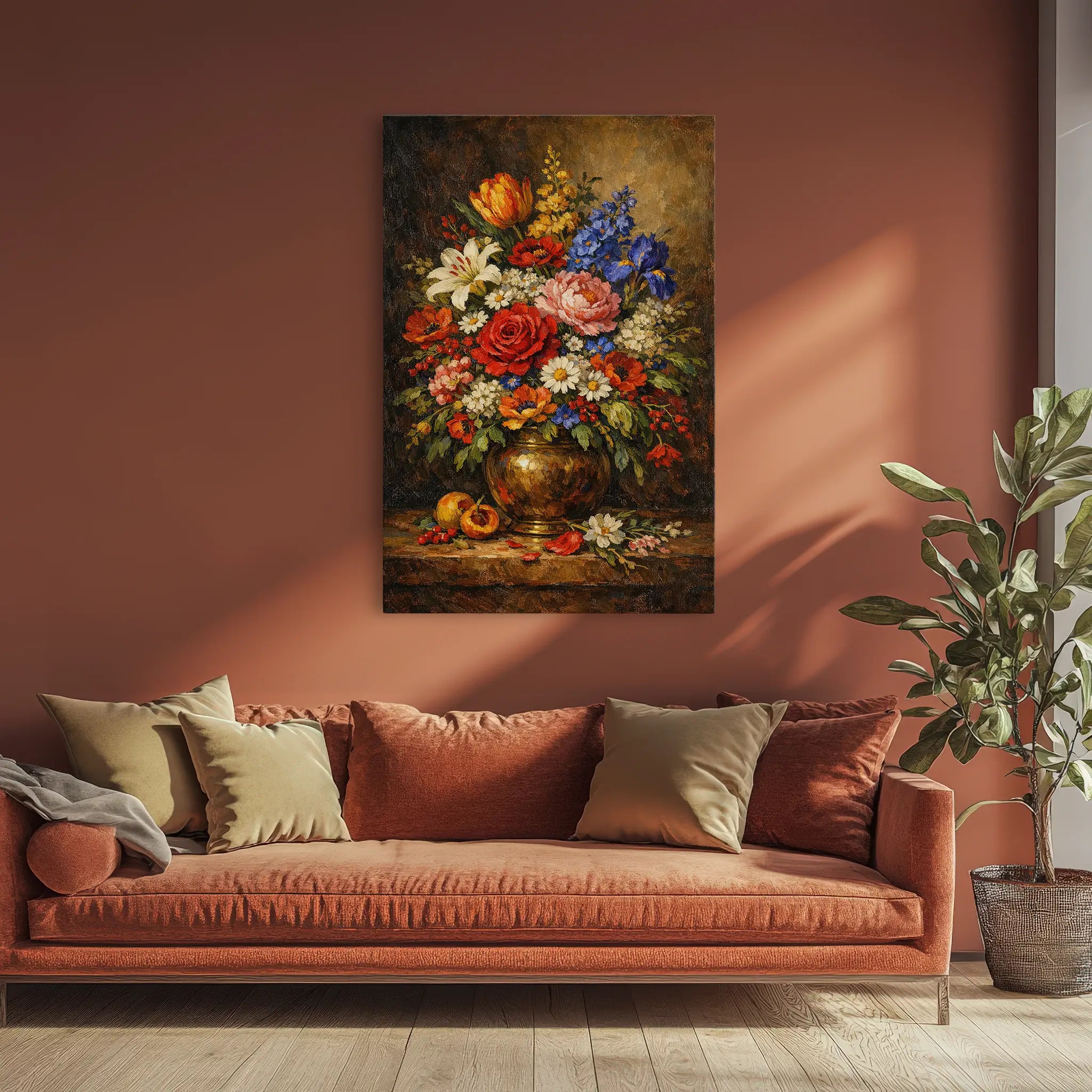 Harvest Bouquet with Peaches Still Life Giclée Print 232002 Visual Wall Art AR2:3V Giclée Print