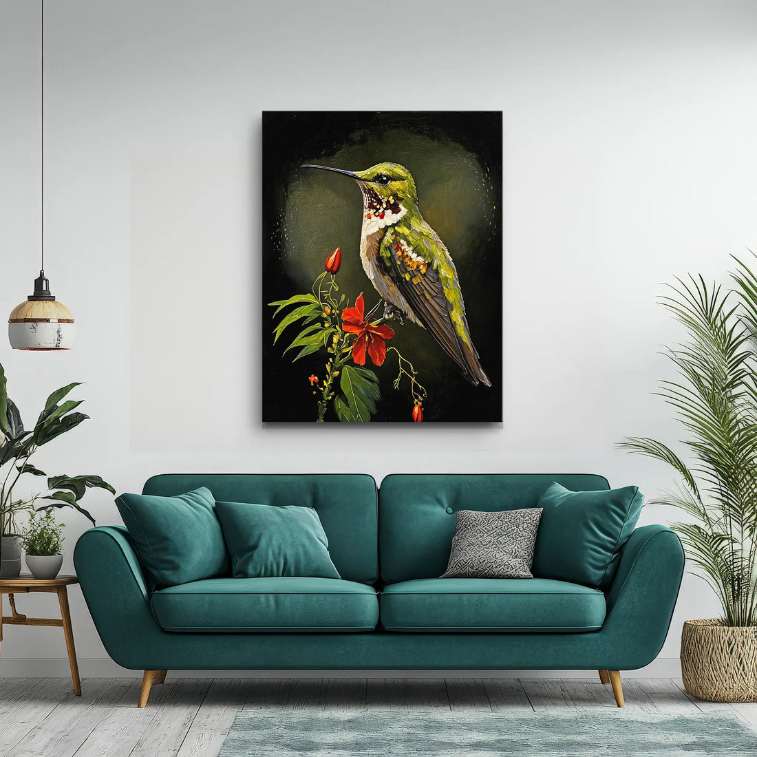 Hummingbird On Red Hibiscus Giclée Print 454014 Visual Wall Art AR3:4V-AR4:5V Giclée Print
