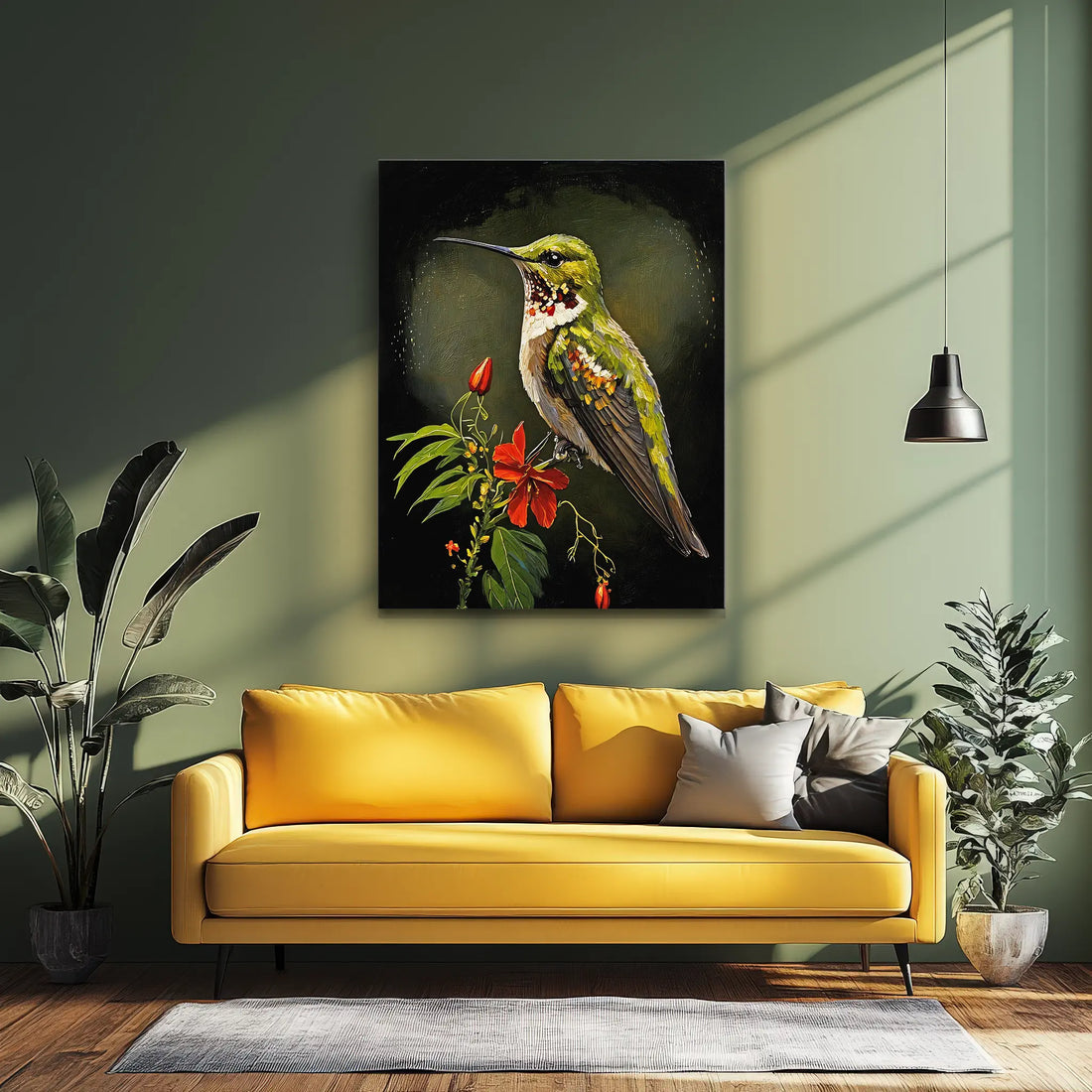 Hummingbird On Red Hibiscus Giclée Print 454014 Visual Wall Art AR3:4V-AR4:5V Giclée Print