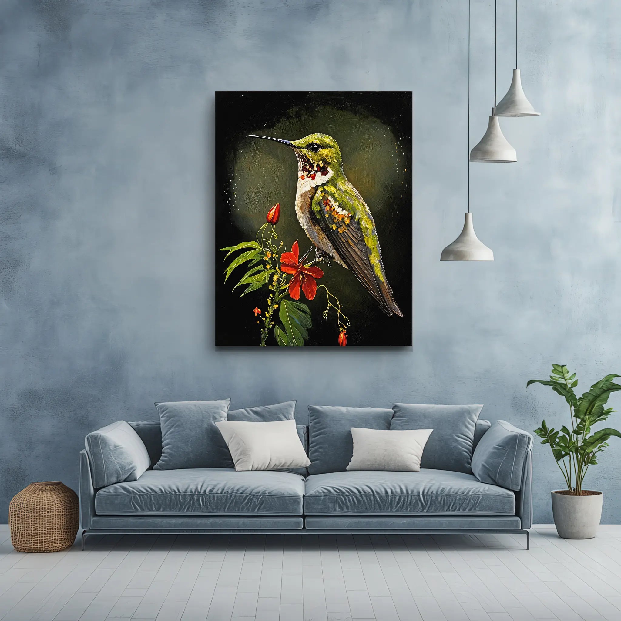 Hummingbird On Red Hibiscus Giclée Print 454014 Visual Wall Art AR3:4V-AR4:5V Giclée Print