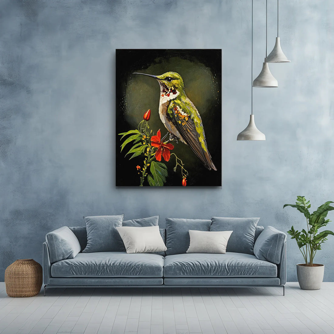 Hummingbird On Red Hibiscus Giclée Print 454014 Visual Wall Art AR3:4V-AR4:5V Giclée Print