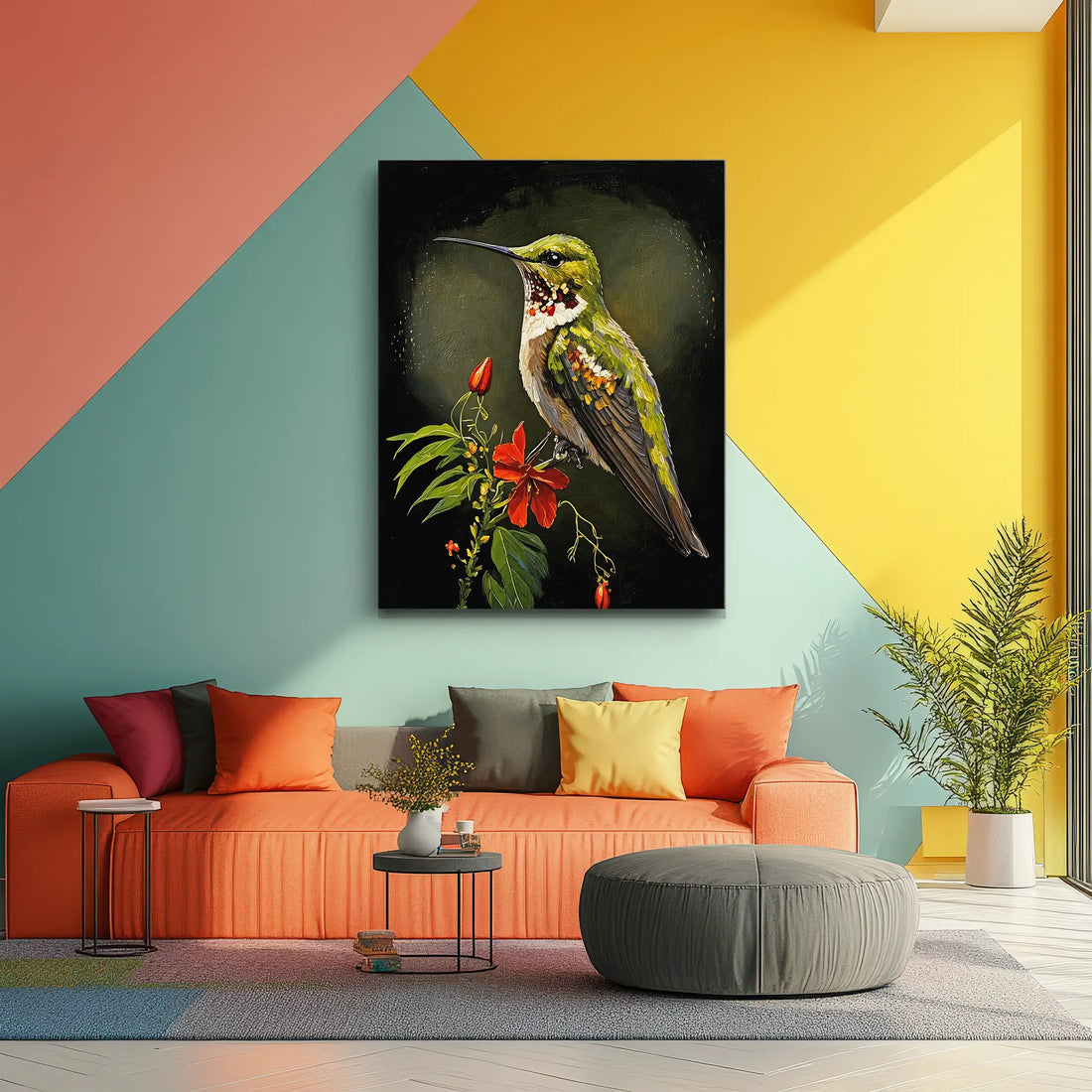 Hummingbird On Red Hibiscus Giclée Print 454014 Visual Wall Art AR3:4V-AR4:5V Giclée Print