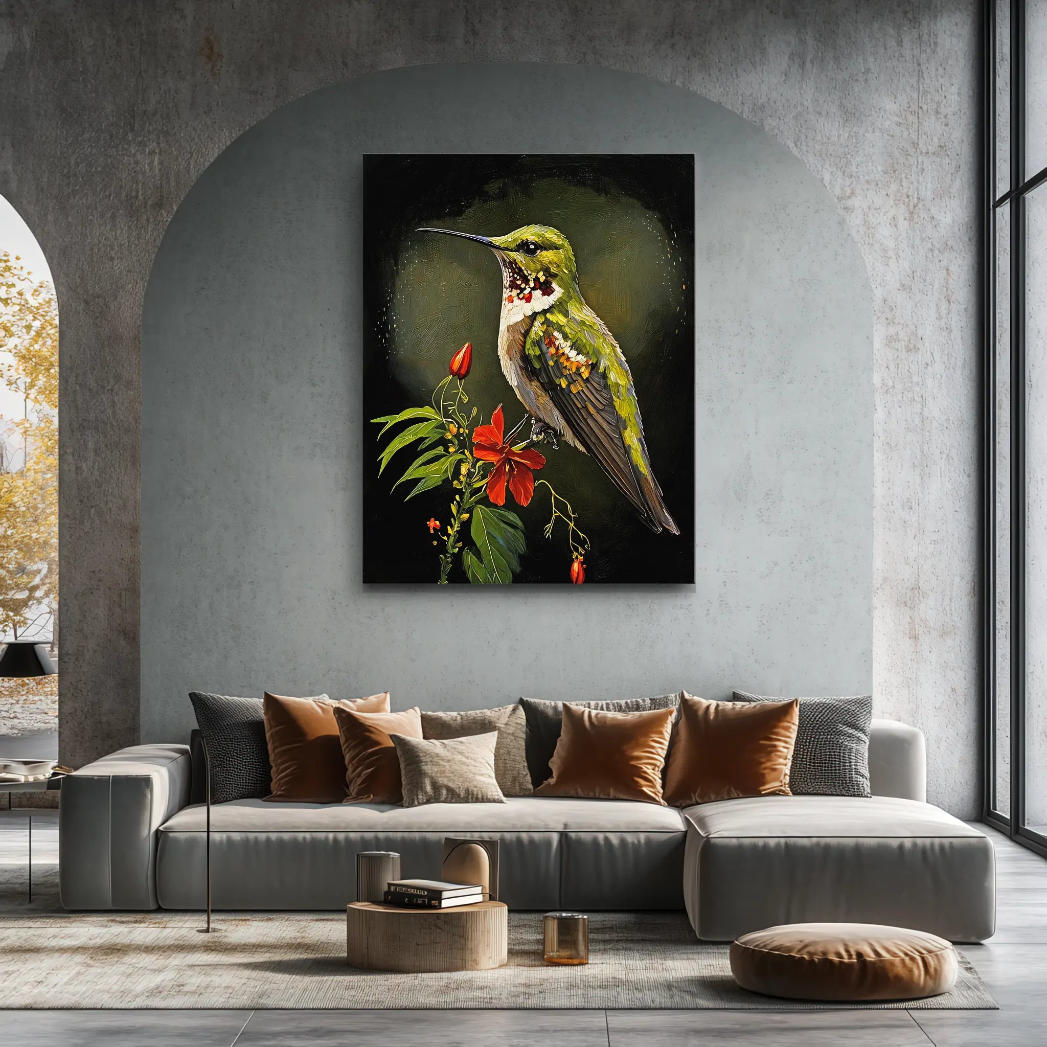 Hummingbird On Red Hibiscus Giclée Print 454014 Visual Wall Art AR3:4V-AR4:5V Giclée Print