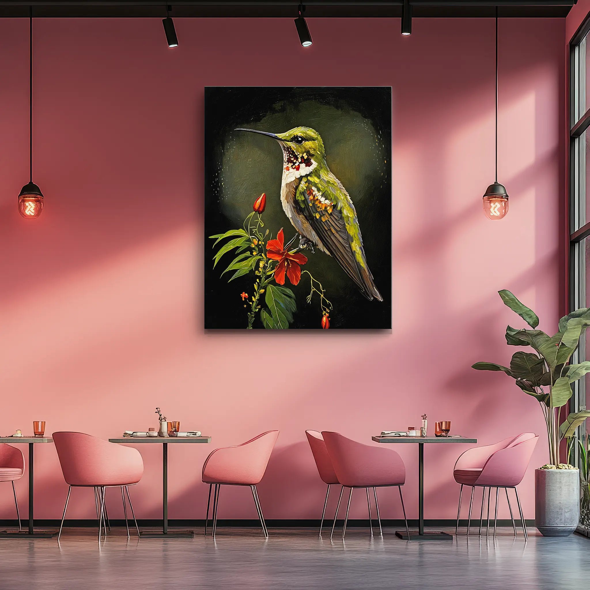 Hummingbird On Red Hibiscus Giclée Print 454014 Visual Wall Art AR3:4V-AR4:5V Giclée Print