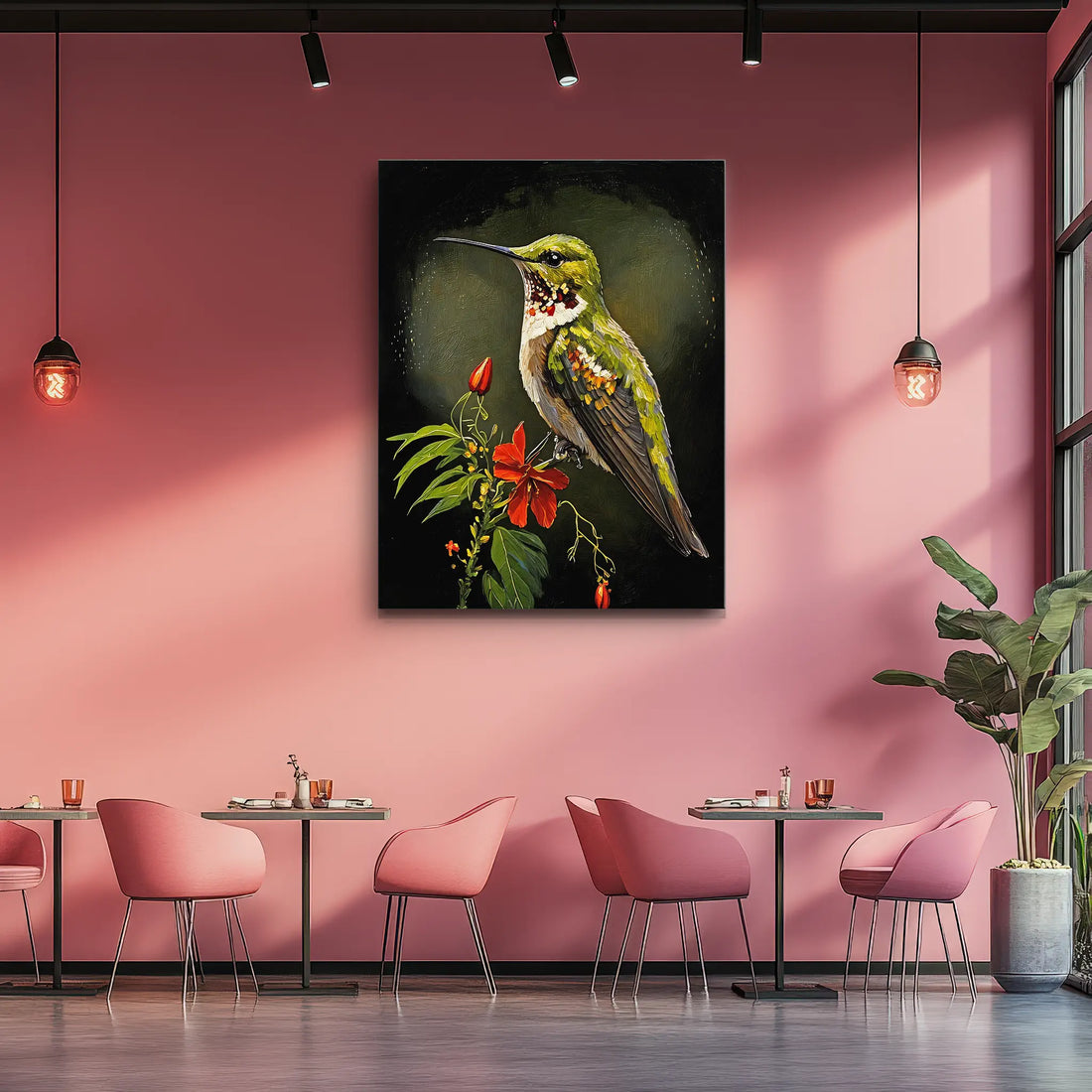Hummingbird On Red Hibiscus Giclée Print 454014 Visual Wall Art AR3:4V-AR4:5V Giclée Print