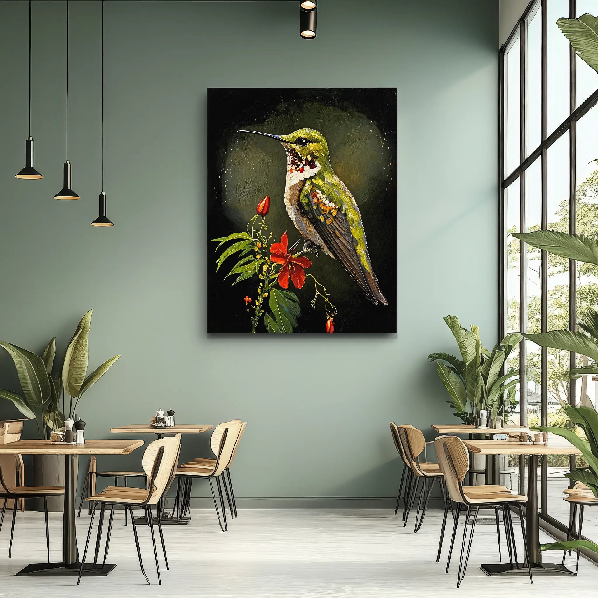 Hummingbird On Red Hibiscus Giclée Print 454014 Visual Wall Art AR3:4V-AR4:5V Giclée Print