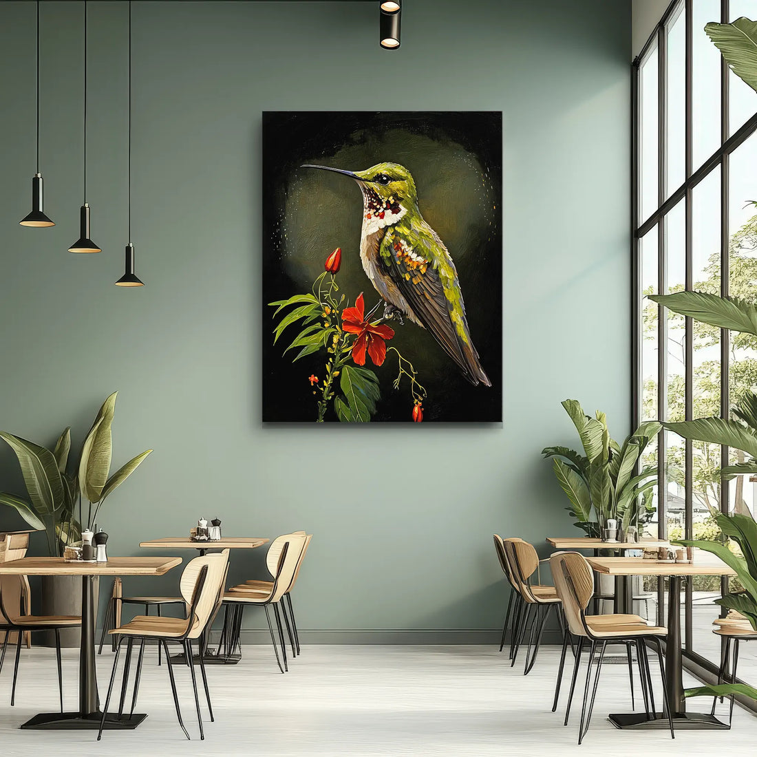 Hummingbird On Red Hibiscus Giclée Print 454014 Visual Wall Art AR3:4V-AR4:5V Giclée Print