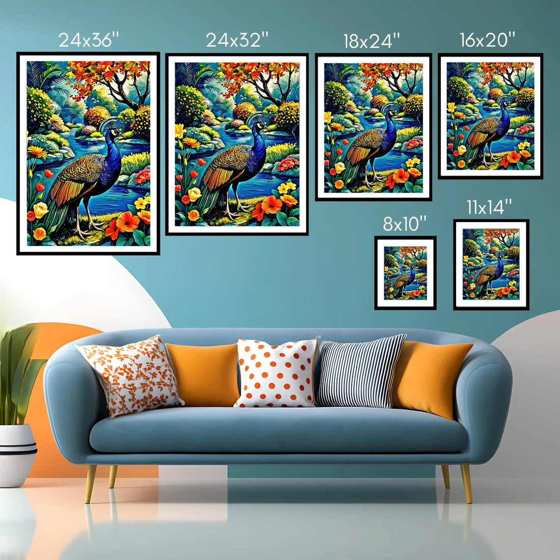 Indian Peafowl Pavo Cristatus-Framed Paper Print-452220 Visual Wall Art Framed Print