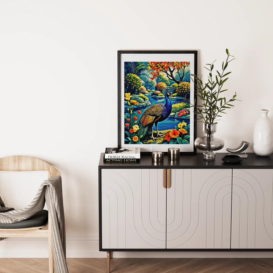 Indian Peafowl Pavo Cristatus-Framed Paper Print-452220 Visual Wall Art Framed Print