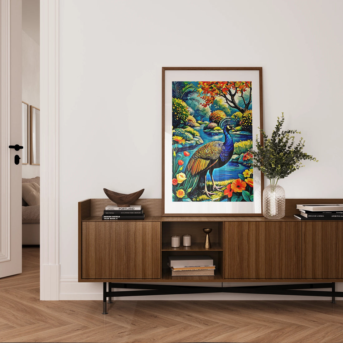 Indian Peafowl Pavo Cristatus-Framed Paper Print-452220 Visual Wall Art Framed Print