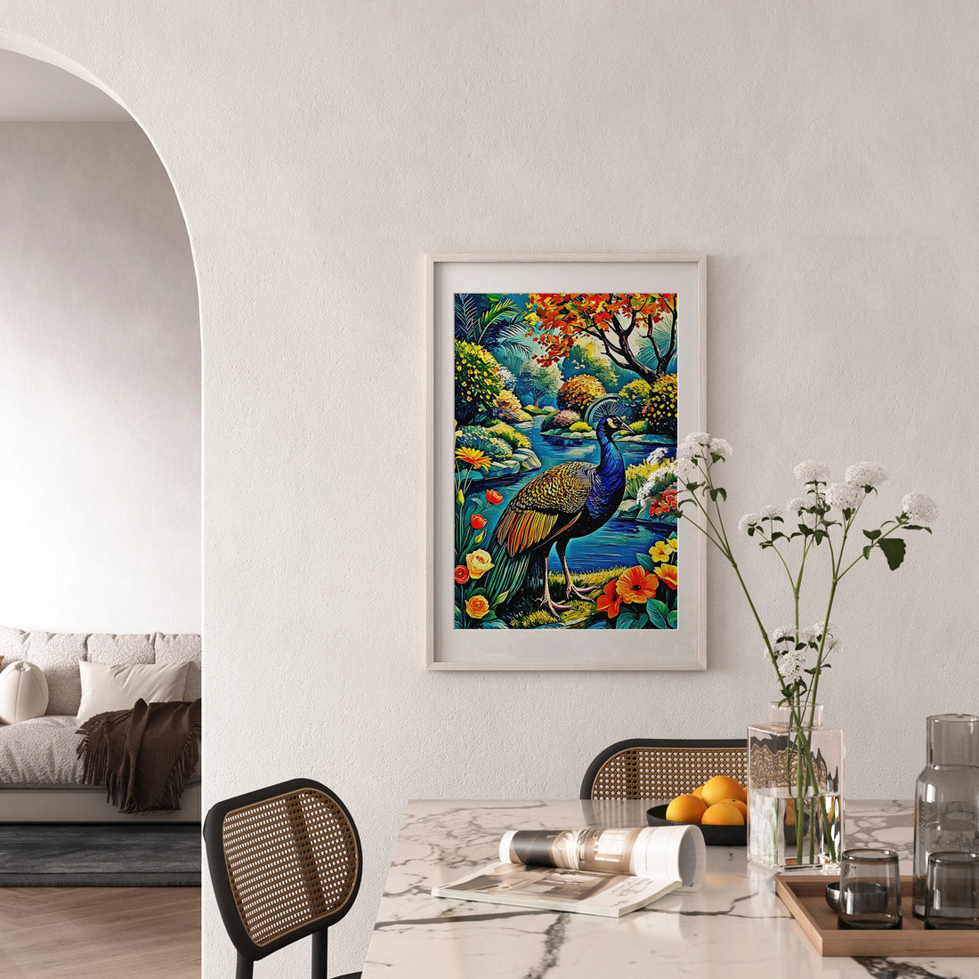 Indian Peafowl Pavo Cristatus-Framed Paper Print-452220 Visual Wall Art Framed Print