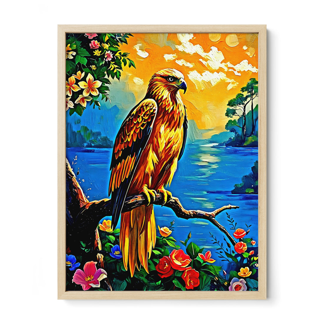 Kamchatkan-Golden Eagle-Framed Paper Print-452219 Natural Premium Oak No Mats Visual Wall Art Framed Print