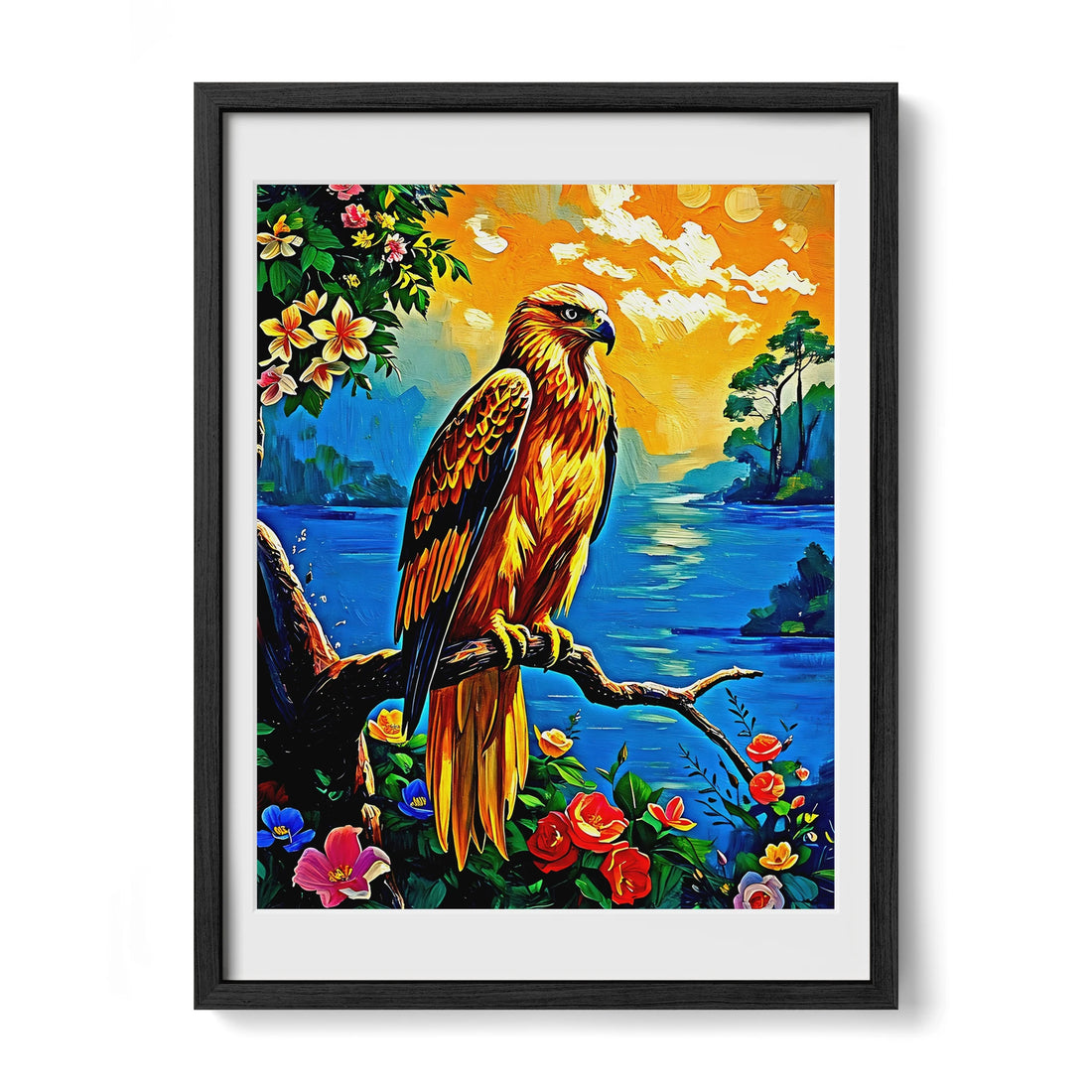 Kamchatkan-Golden Eagle-Framed Paper Print-452219 Black Premium Oak Mats Visual Wall Art Framed Print