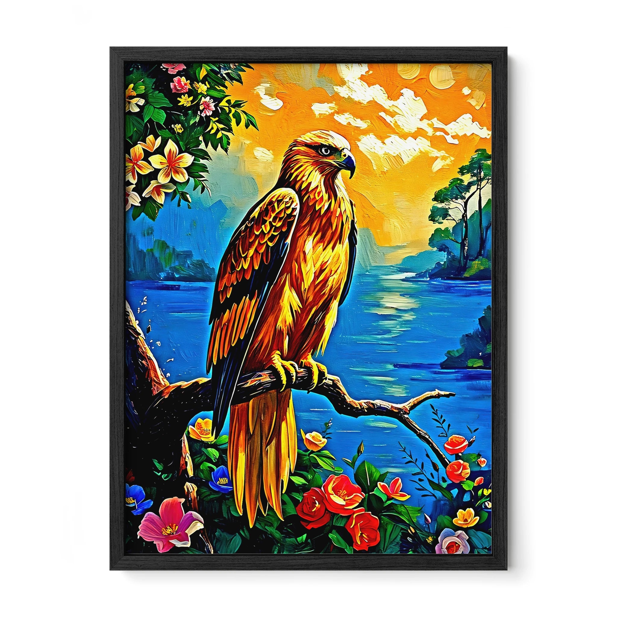 Kamchatkan-Golden Eagle-Framed Paper Print-452219 Black Premium Oak No Mats Visual Wall Art Framed Print