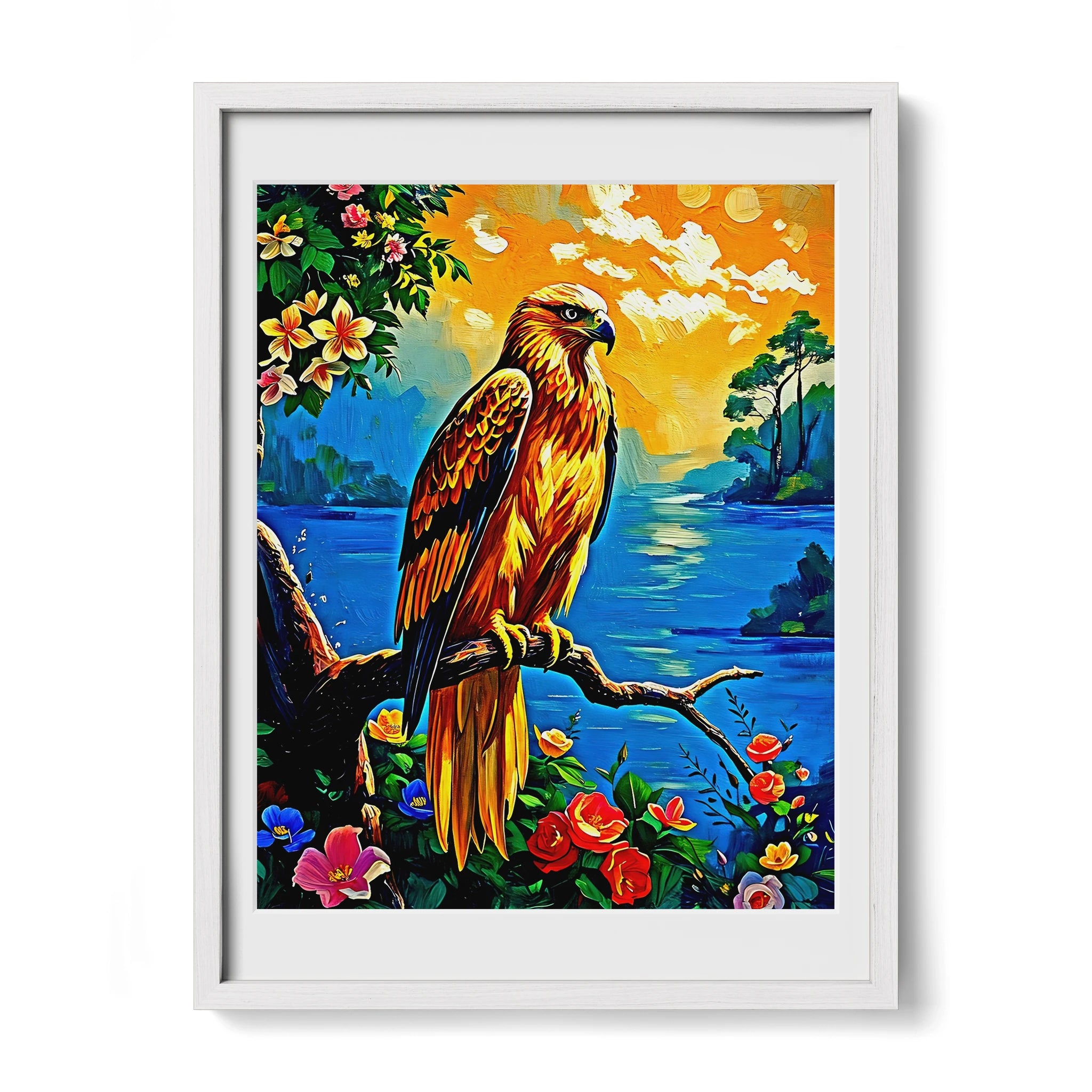 Kamchatkan-Golden Eagle-Framed Paper Print-452219 White Premium Oak Mats Visual Wall Art Framed Print