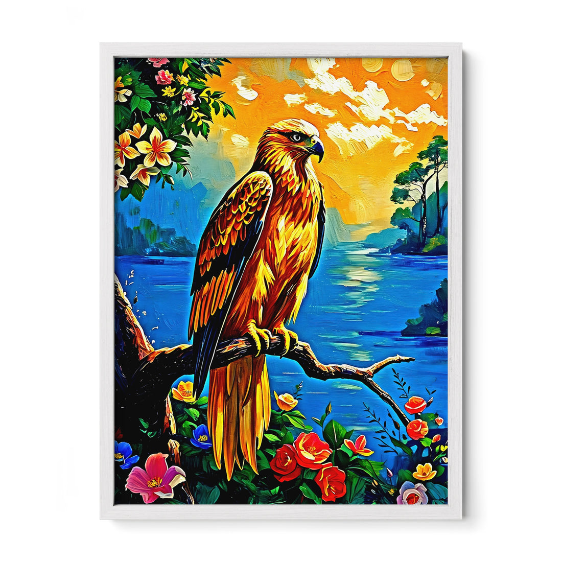 Kamchatkan-Golden Eagle-Framed Paper Print-452219 White Premium Oak No Mats Visual Wall Art Framed Print