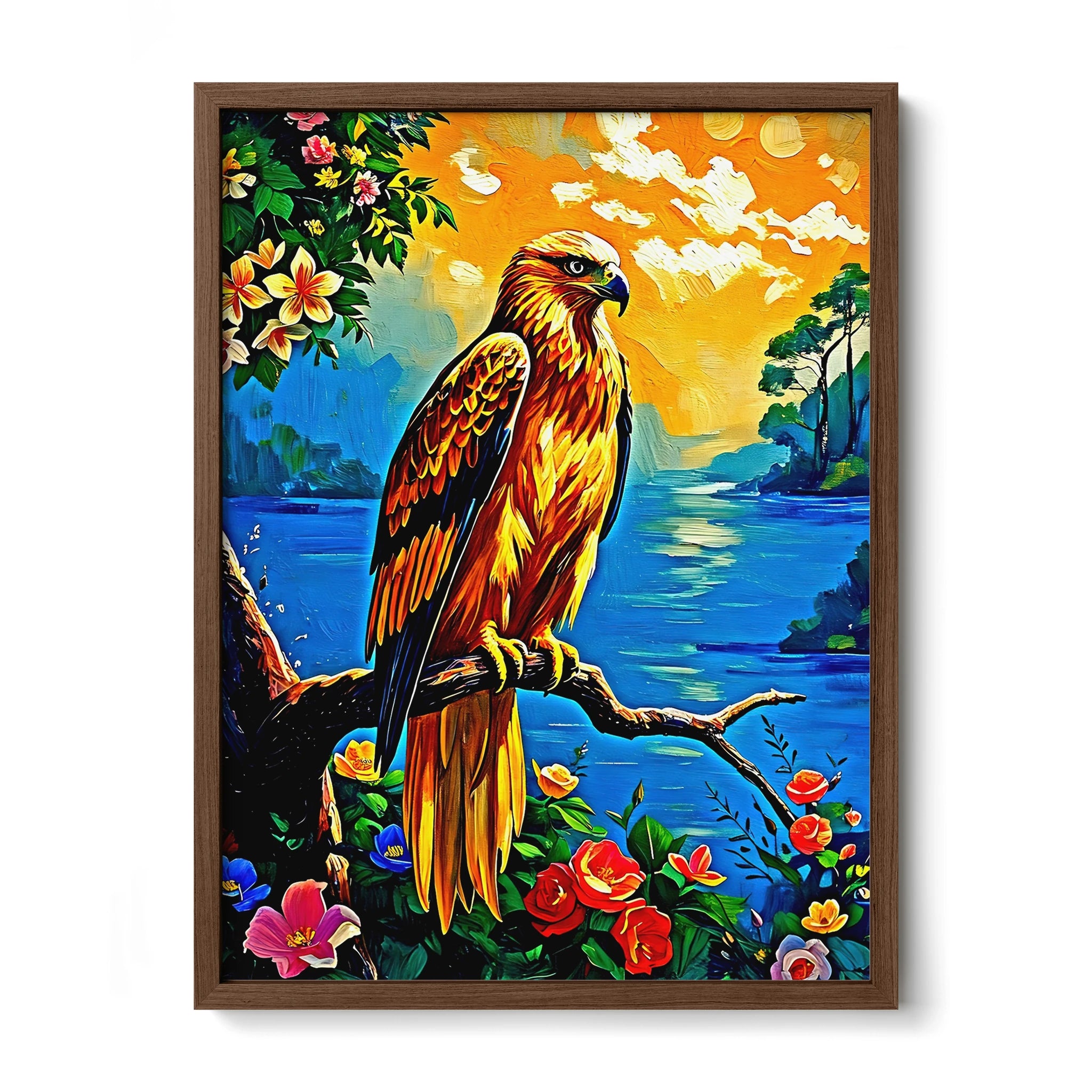 Kamchatkan-Golden Eagle-Framed Paper Print-452219 Walnut Premium Oak No Mats Visual Wall Art Framed Print