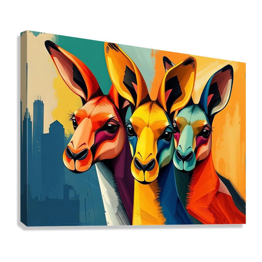 Kangaroos Trio Giclee Print 43160 Giclée Stretched Canvas Print Pictorem.com