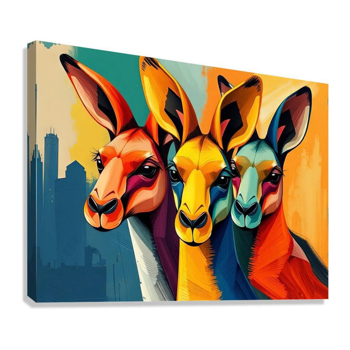 Kangaroos Trio Giclee Print 43160 Giclée Stretched Canvas Print Pictorem.com