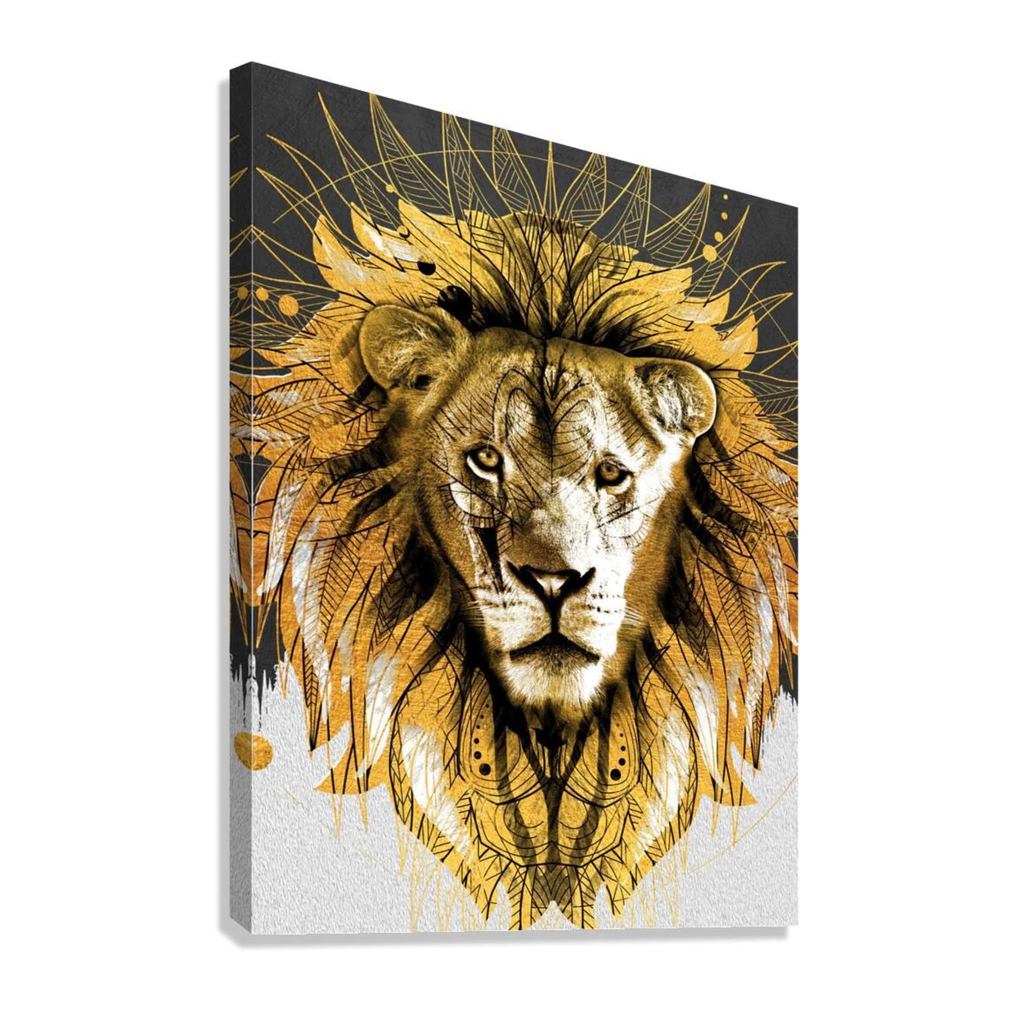 King Lion Gold Giclée Print 34922 Giclée Stretched Canvas Print Visual Wall Art