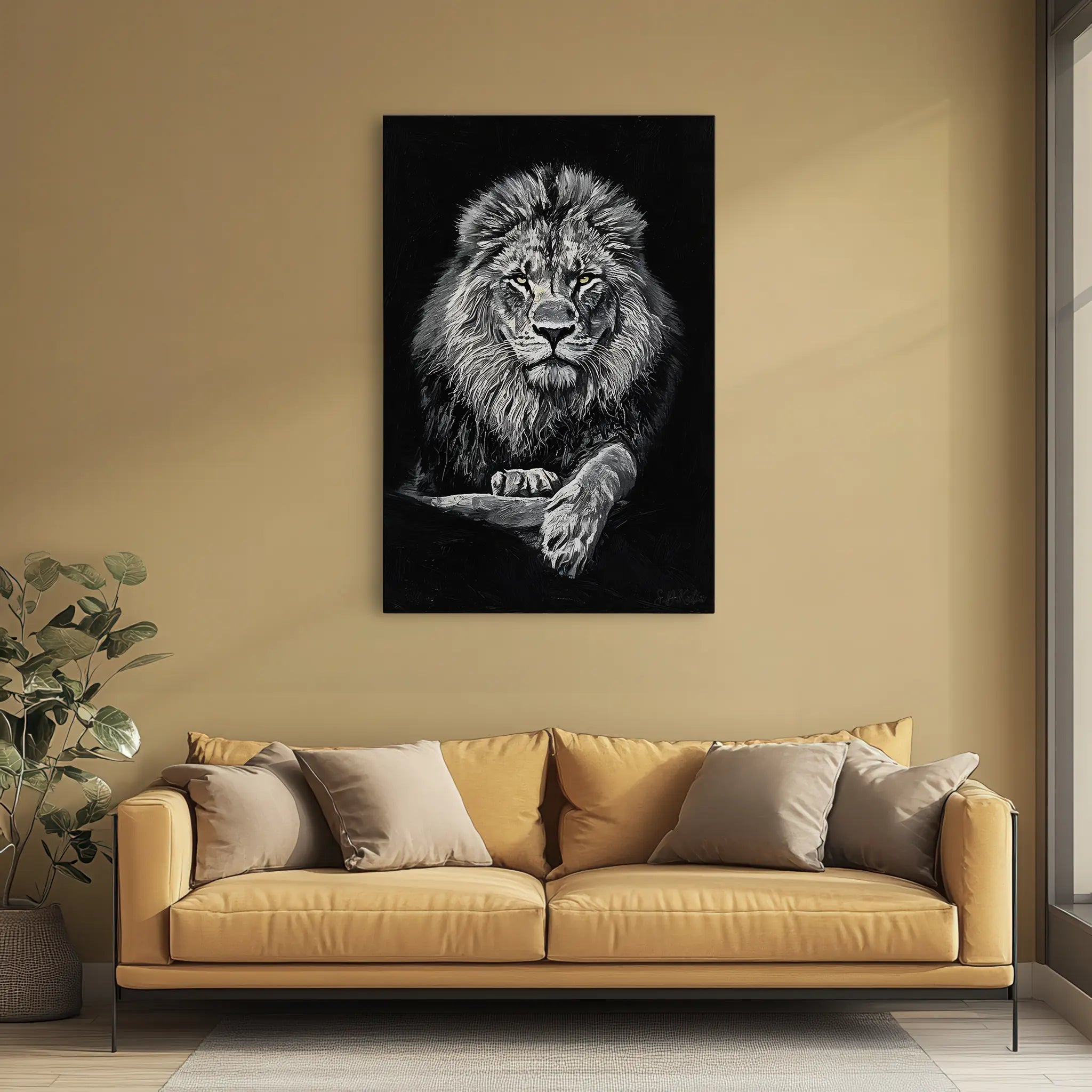 King Lion in Monochrome Giclée Print 231024 Visual Wall Art AR2:3V Giclée Print