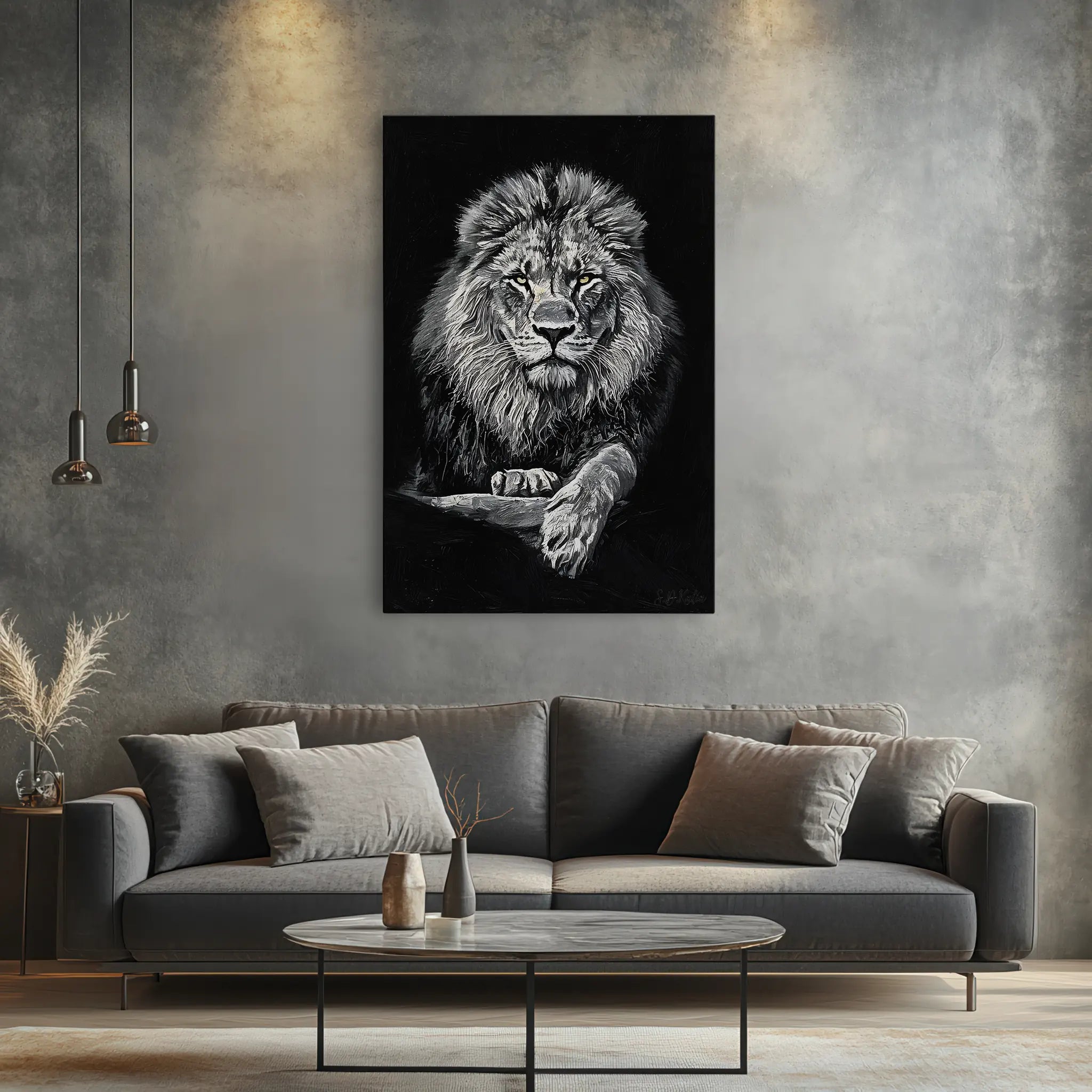 King Lion in Monochrome Giclée Print 231024 Visual Wall Art AR2:3V Giclée Print