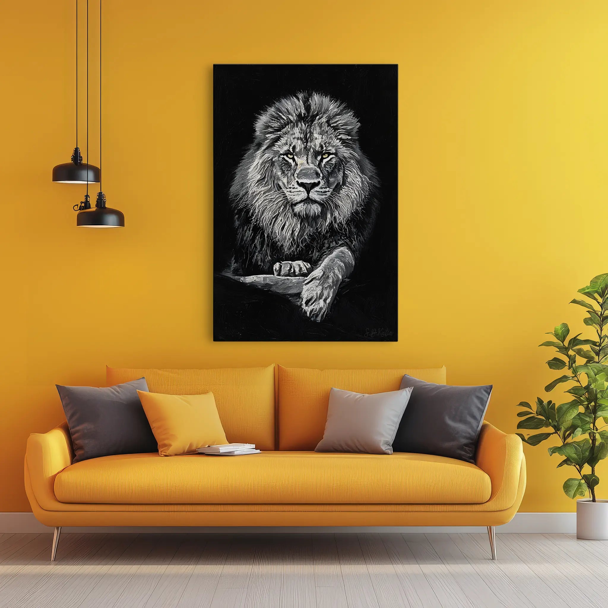 King Lion in Monochrome Giclée Print 231024 Visual Wall Art AR2:3V Giclée Print