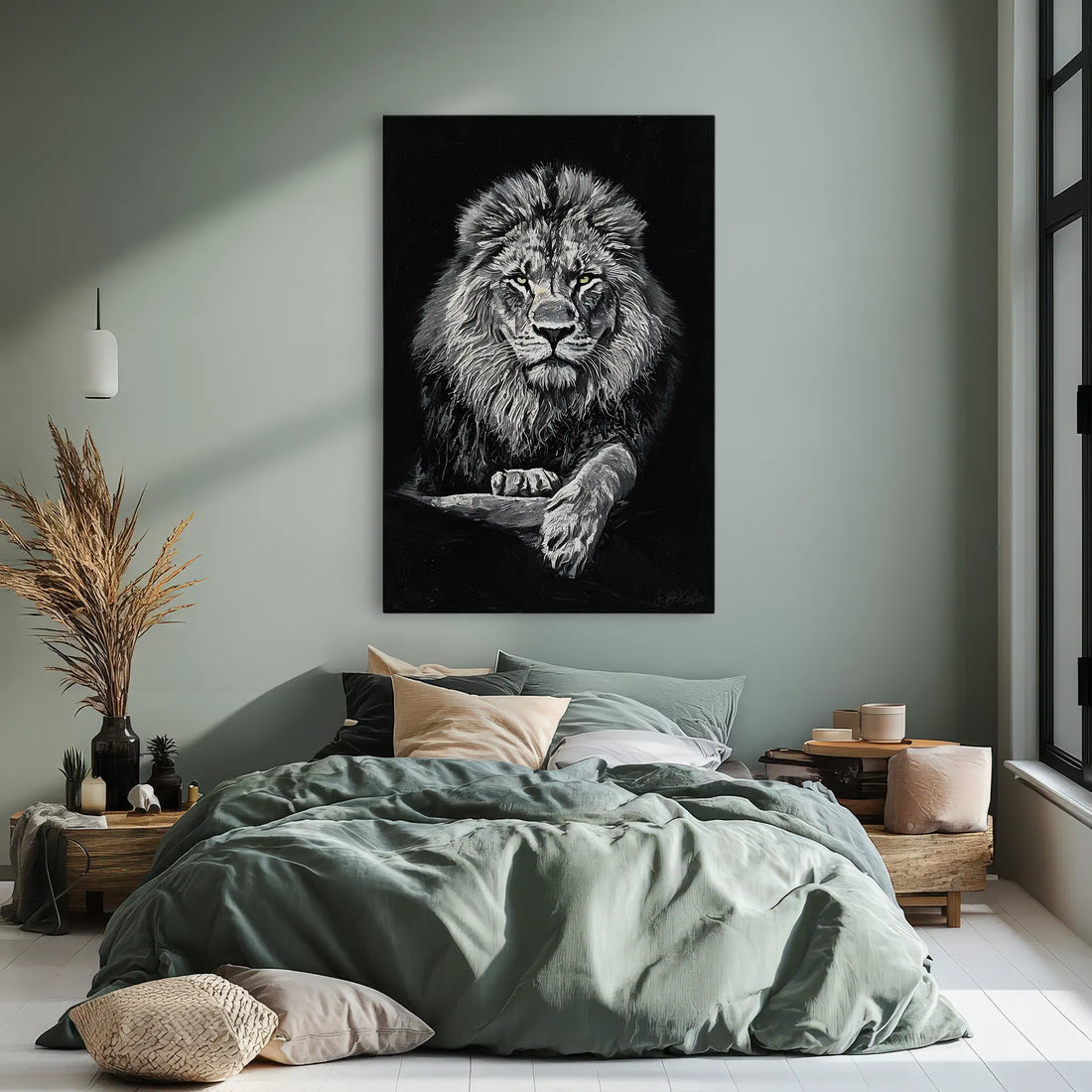 King Lion in Monochrome Giclée Print 231024 Visual Wall Art AR2:3V Giclée Print