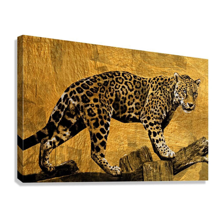 Leopard Gold Giclee Print 32900 Giclée Stretched Canvas Print Pictorem.com