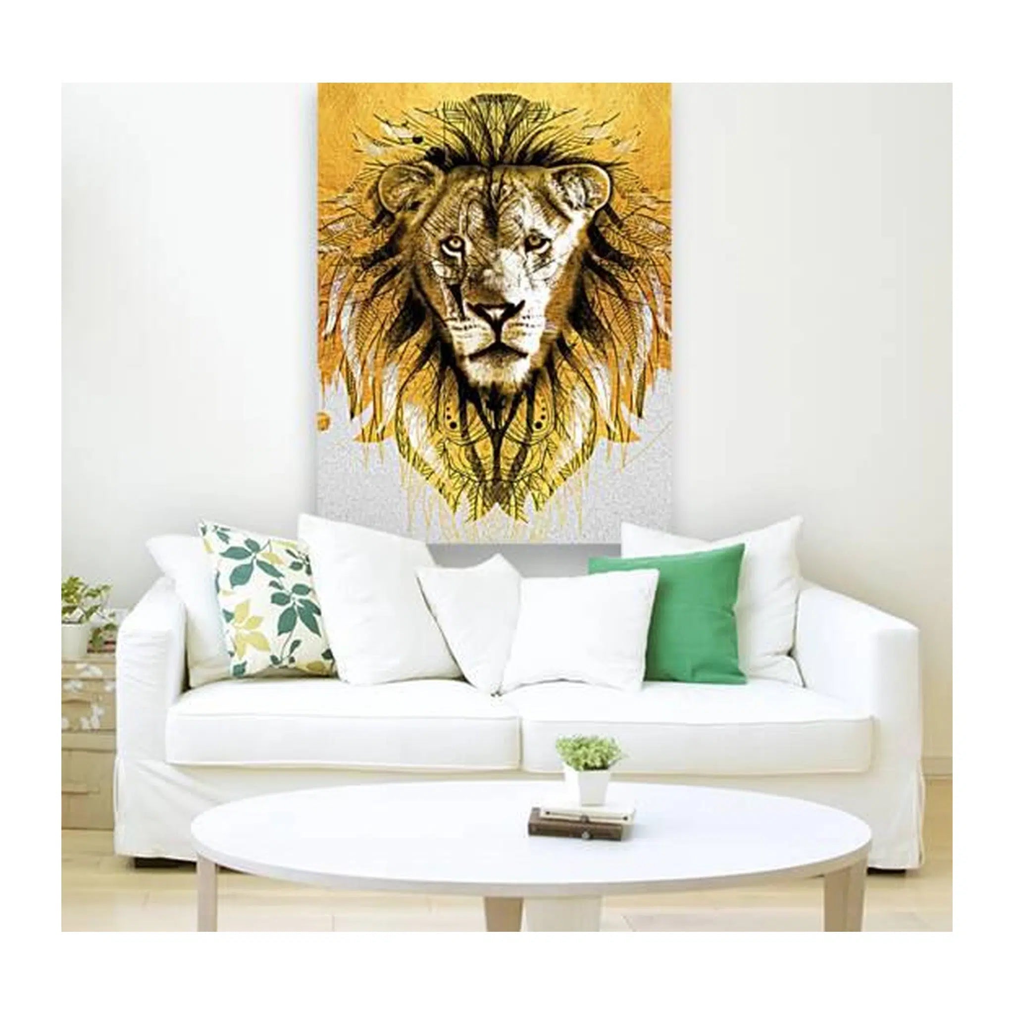 Lion Head Gold Giclée Print 34923 Visual Wall Art