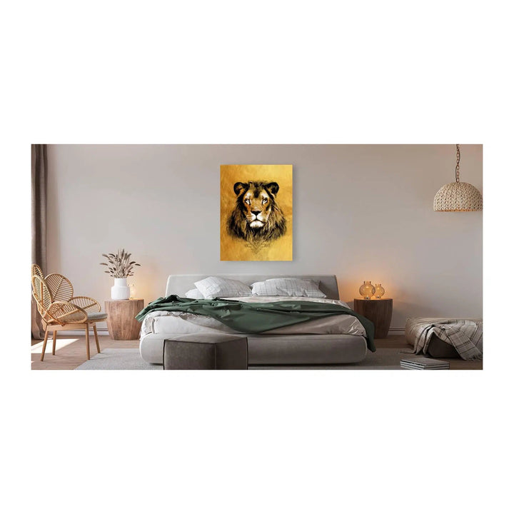 Lion Portrait Gold Giclee Print 34917 Pictorem.com