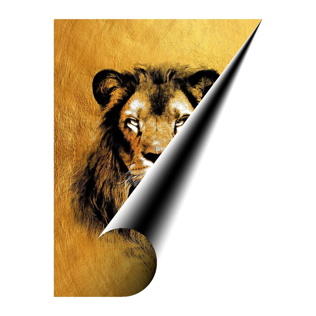 Lion Portrait Gold Giclee Print 34917 Giclée Rolled Canvas Print Pictorem.com