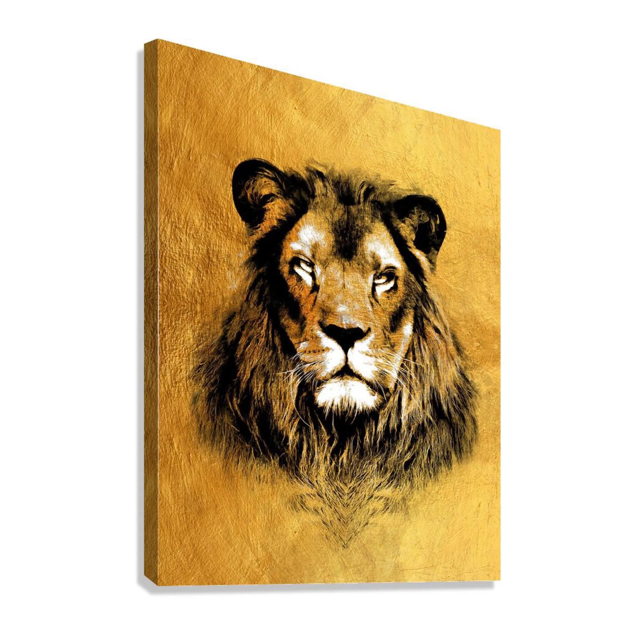 Lion Portrait Gold Giclée Print 34917 Giclée Stretched Canvas Print Visual Wall Art
