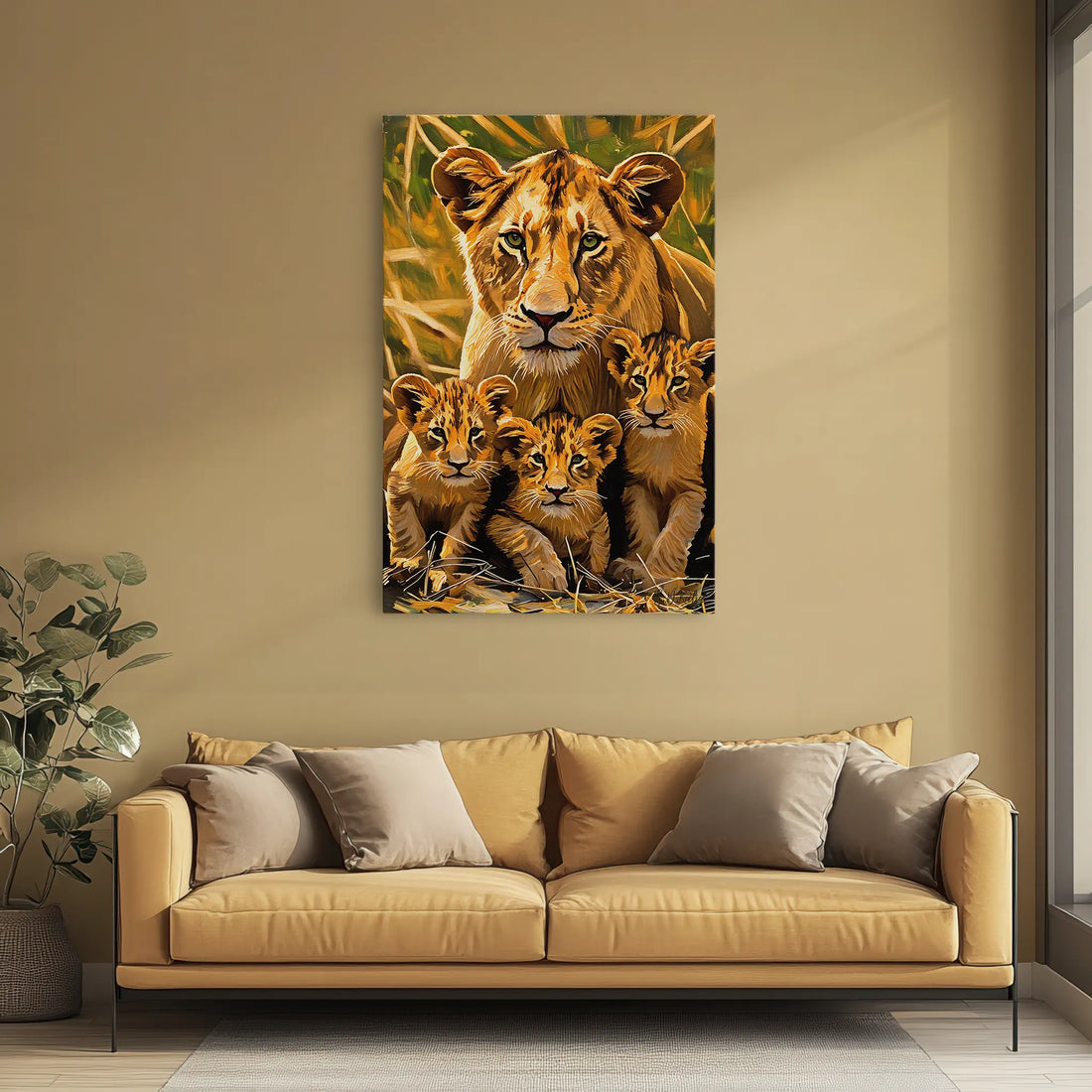 Lioness and Three Cubs Watchful Calm Giclée Print 231088 Visual Wall Art AR2:3V Giclée Print