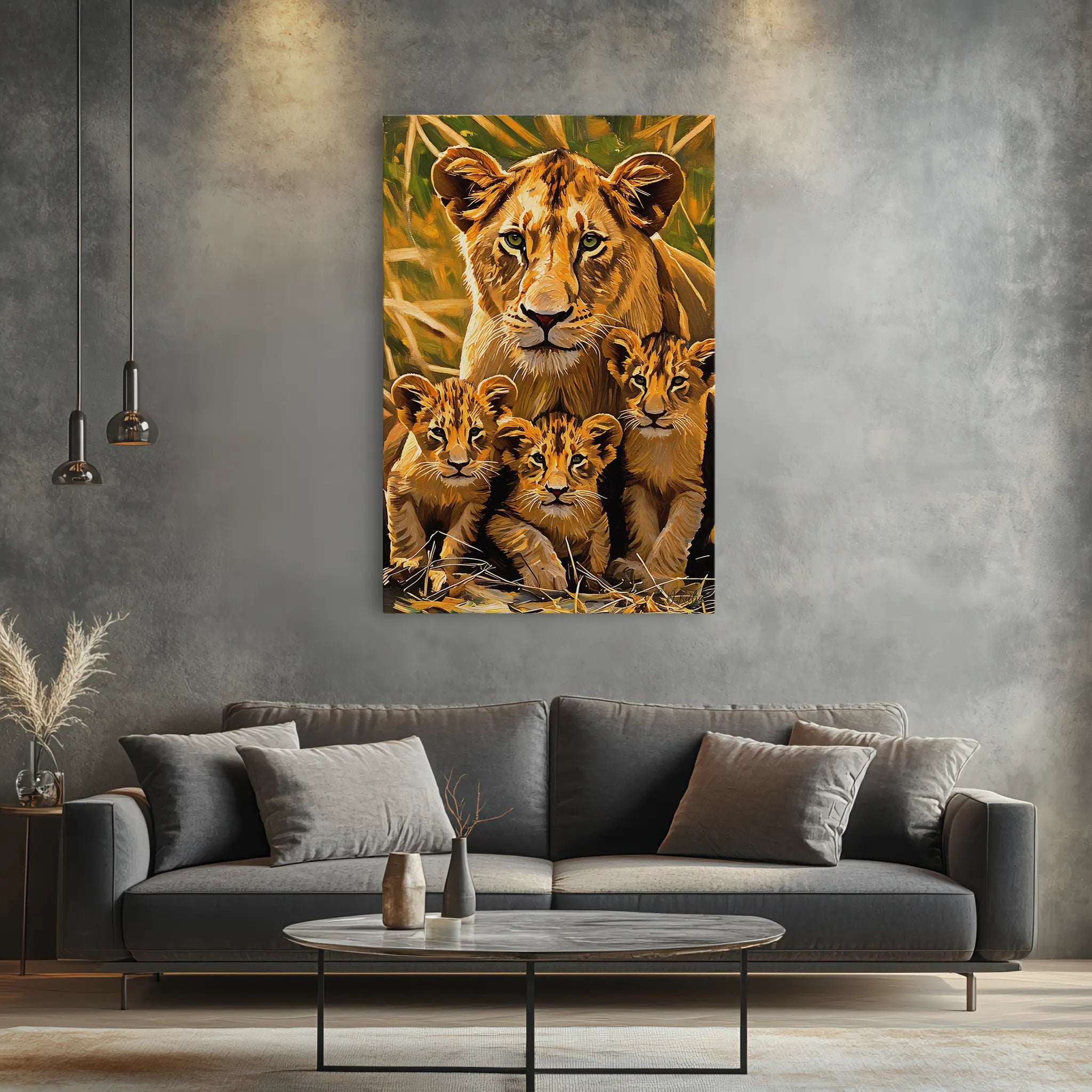 Lioness and Three Cubs Watchful Calm Giclée Print 231088 Visual Wall Art AR2:3V Giclée Print